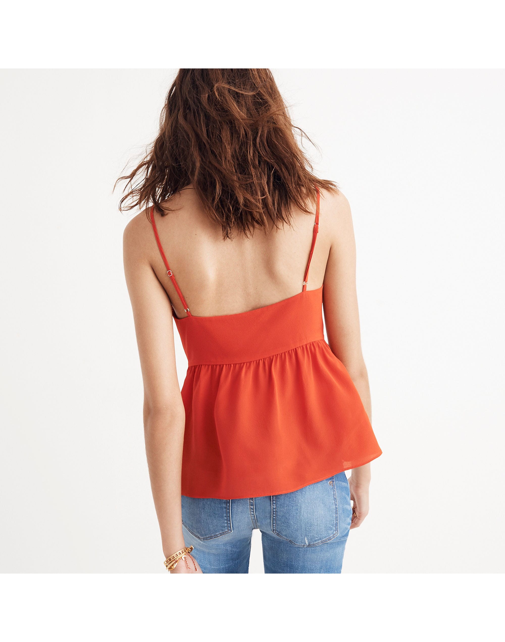 Silk Tie-Front Keyhole Cami Top | Madewell