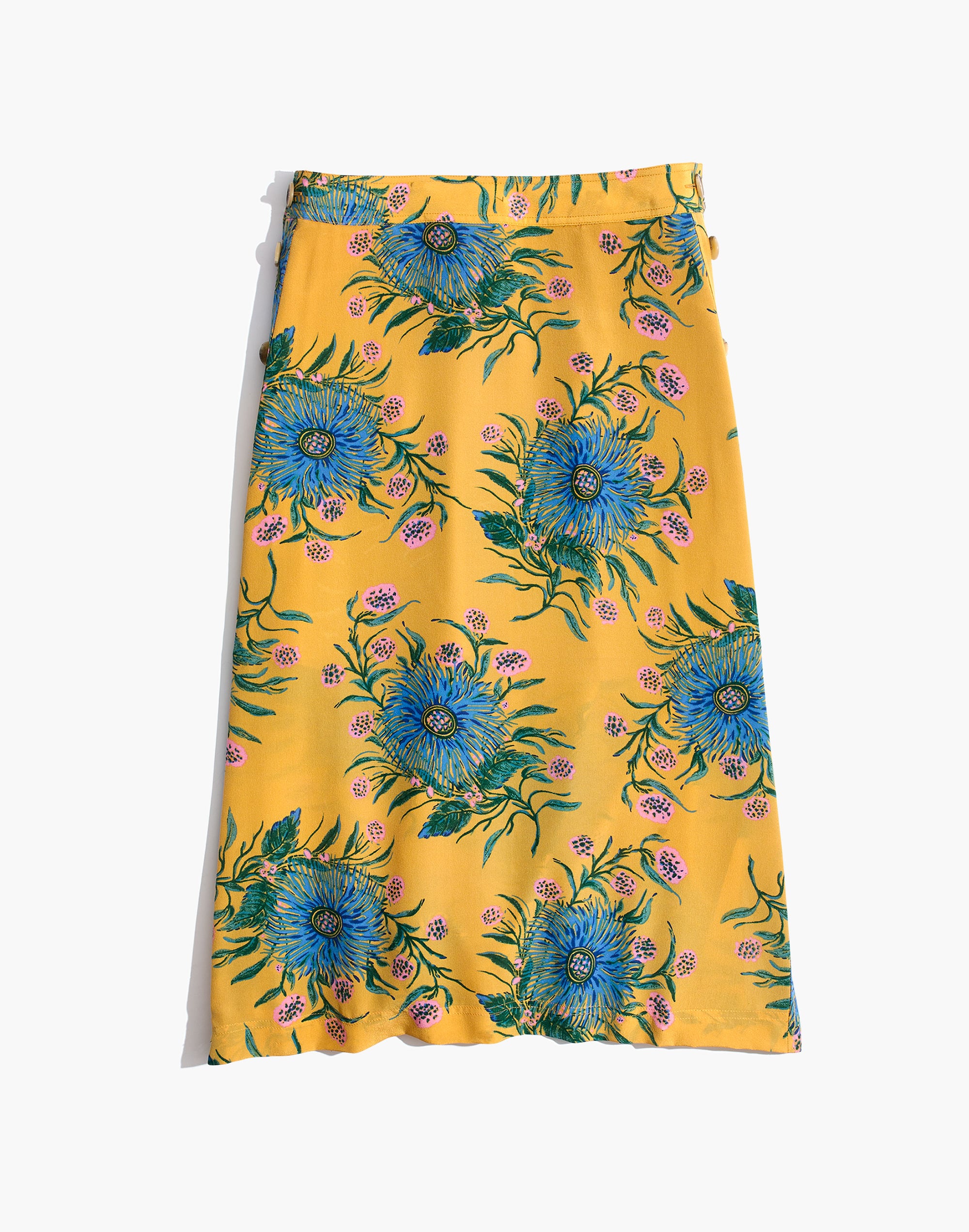 Silk Side-Button Skirt in Painted Blooms | Madewell