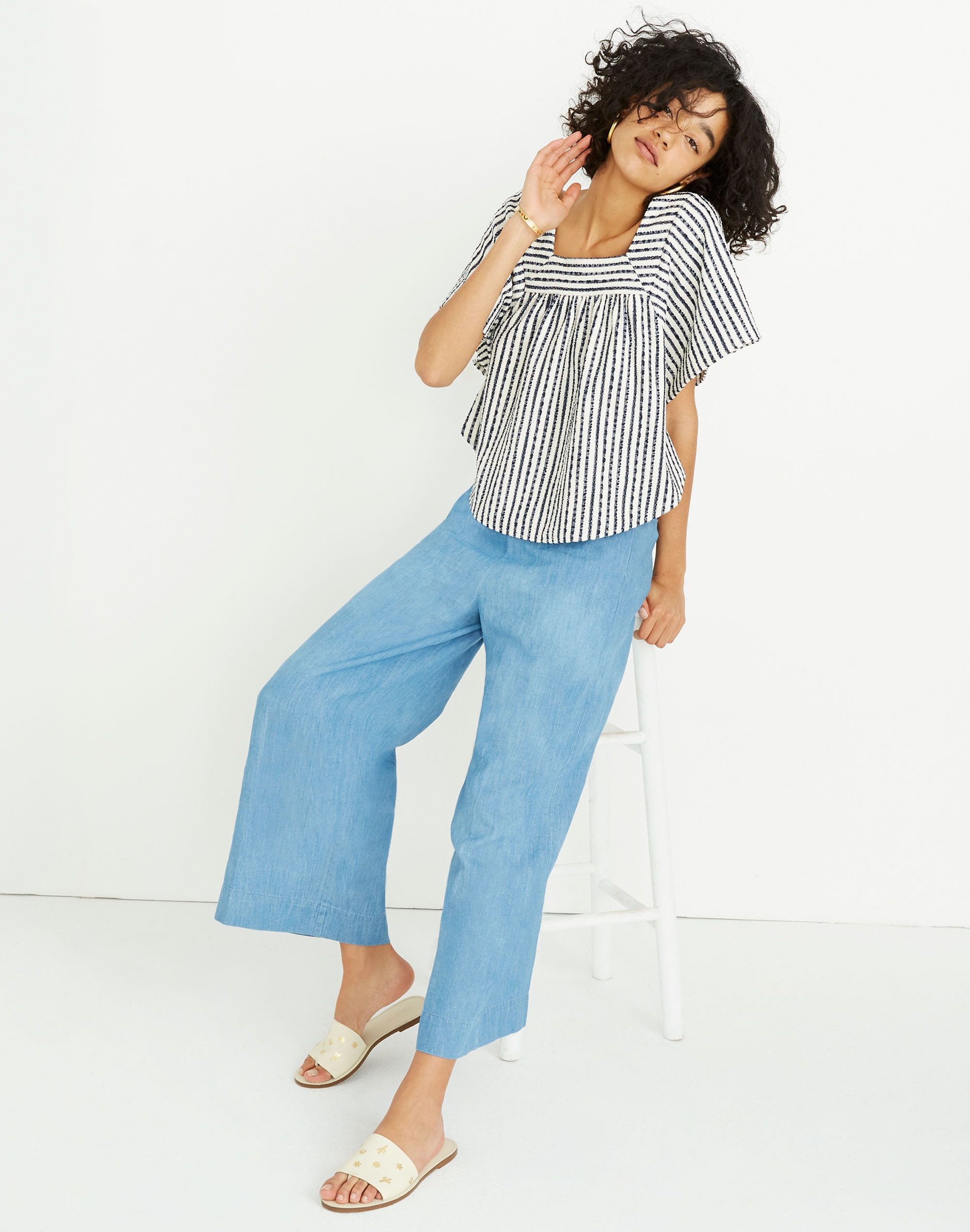 Chambray Huston Pull-On Crop Pants | Madewell