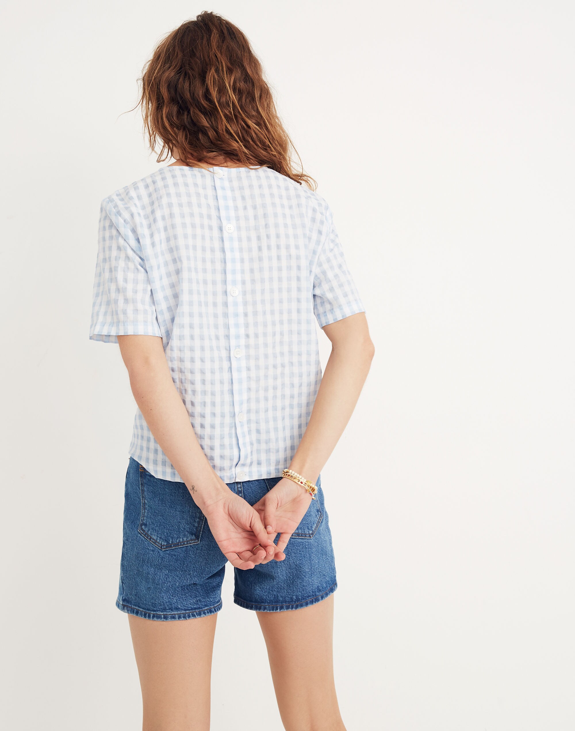 Button-Back Tie Tee Gingham Check | Madewell