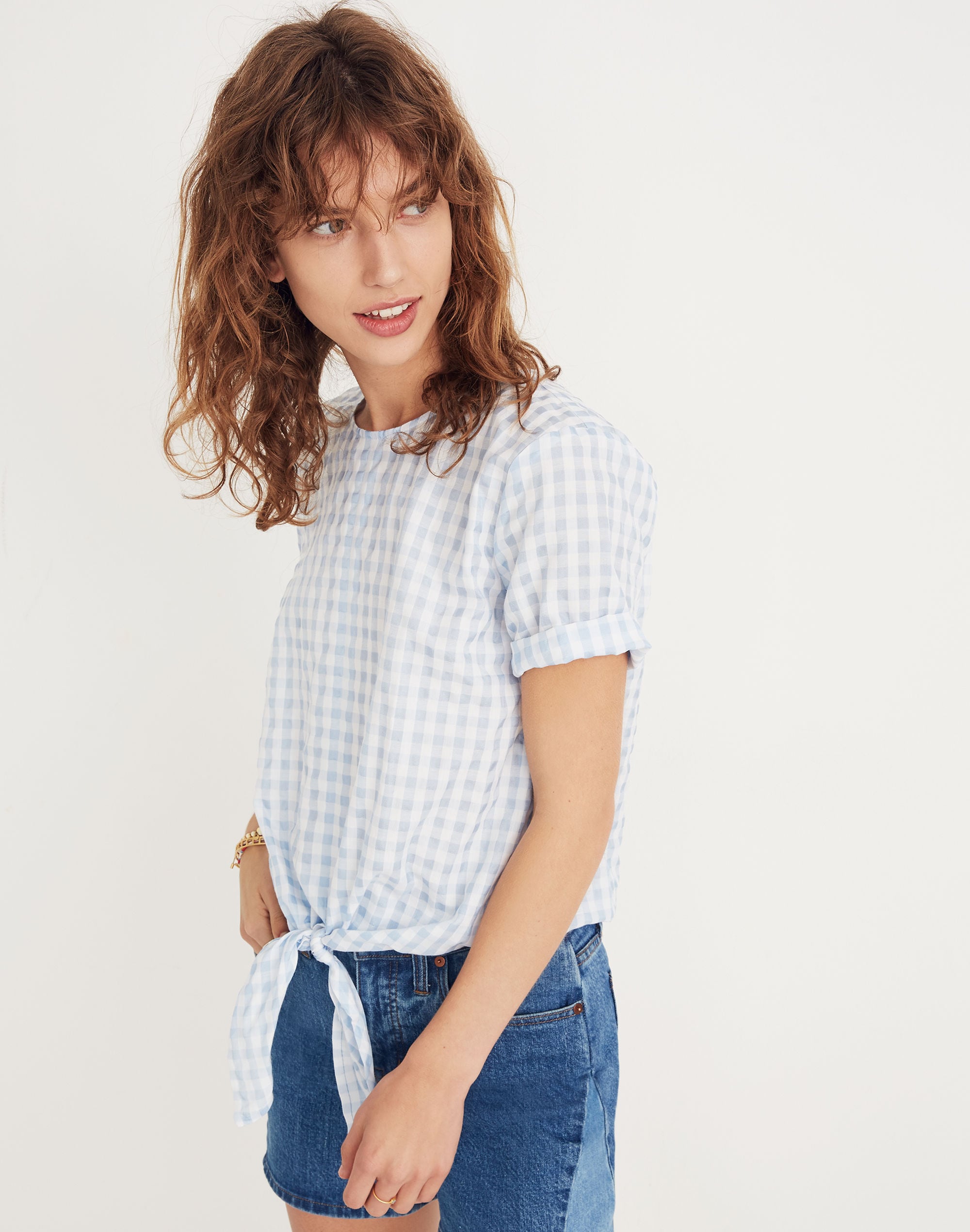 Button-Back Tie Tee Gingham Check | Madewell