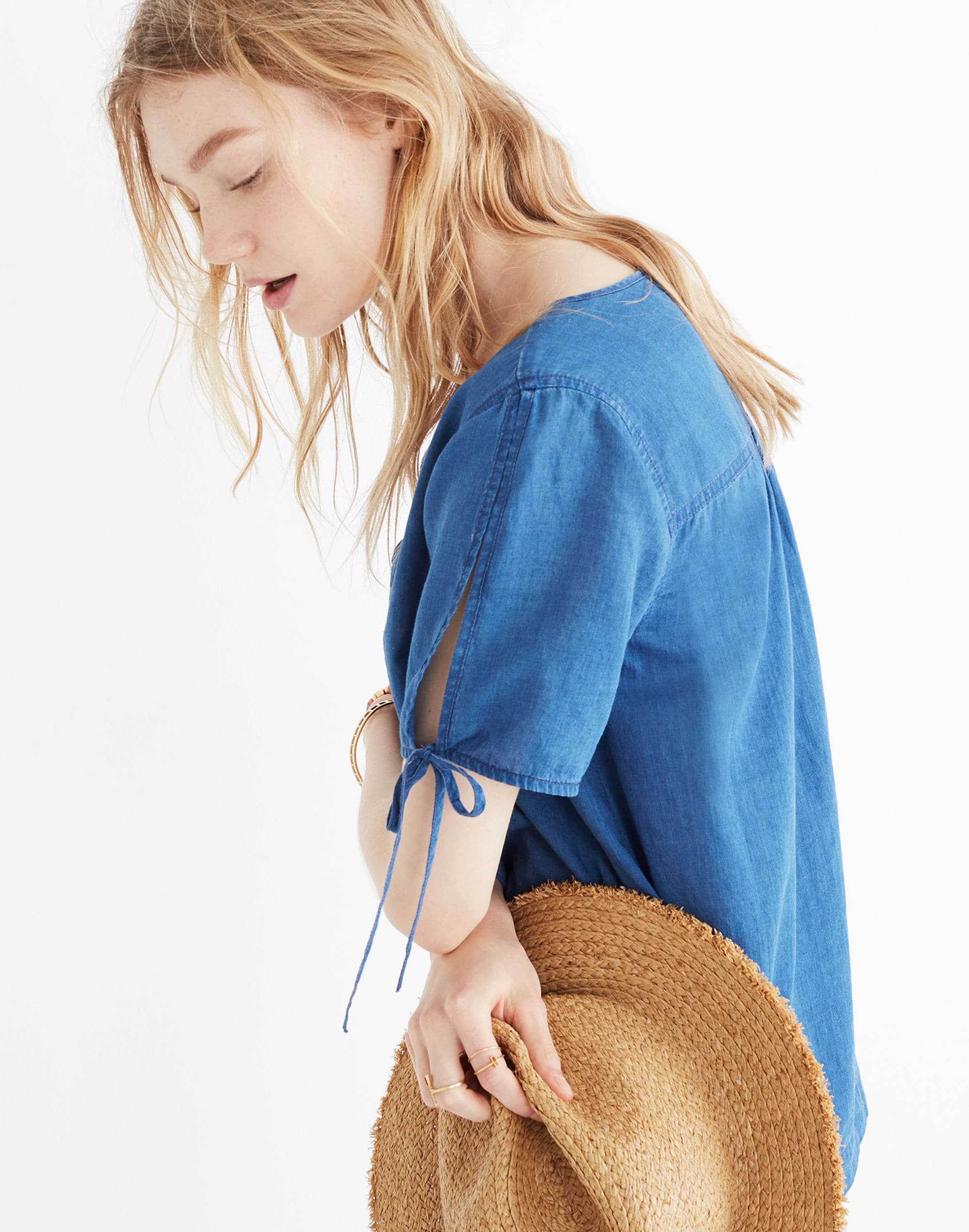 Indigo Tie-Sleeve Top | Madewell