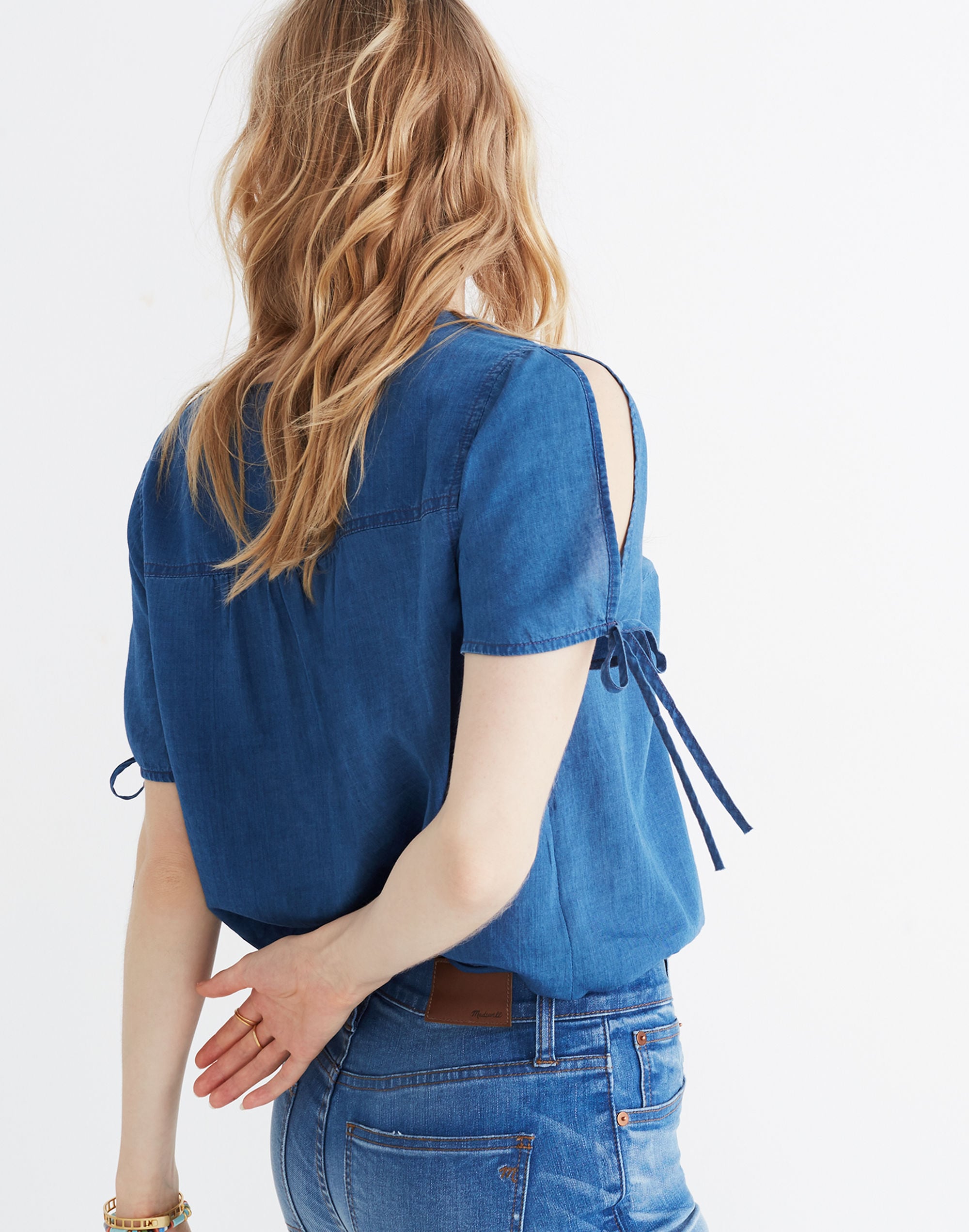 Indigo Tie-Sleeve Top | Madewell