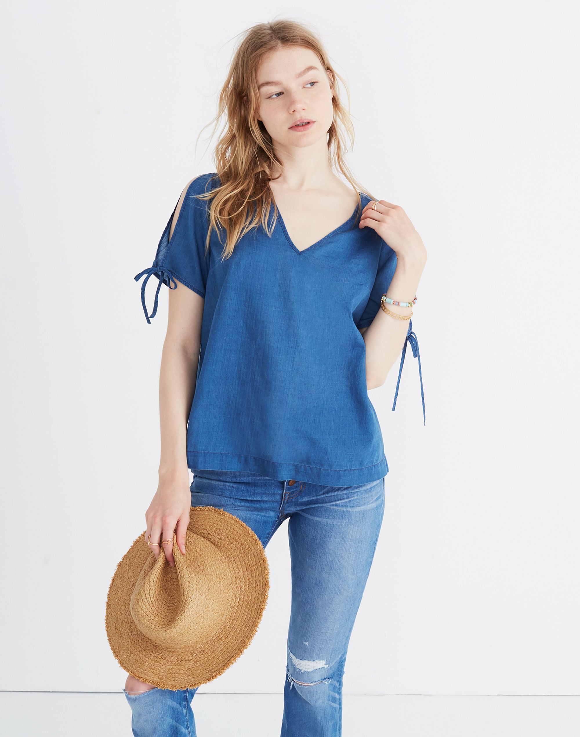 Indigo Tie-Sleeve Top | Madewell