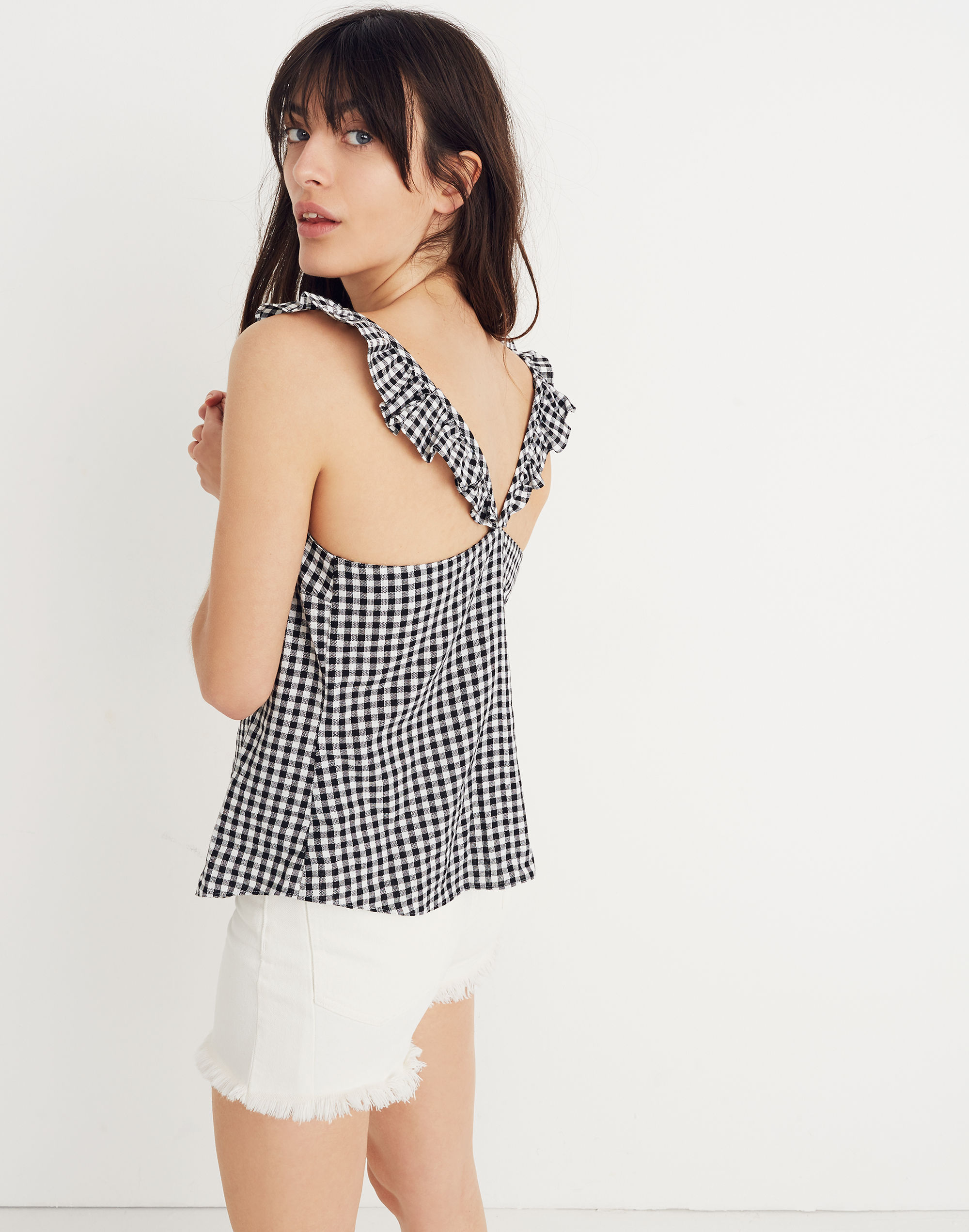 Ruffle-Strap Cami Top Gingham Check | Madewell