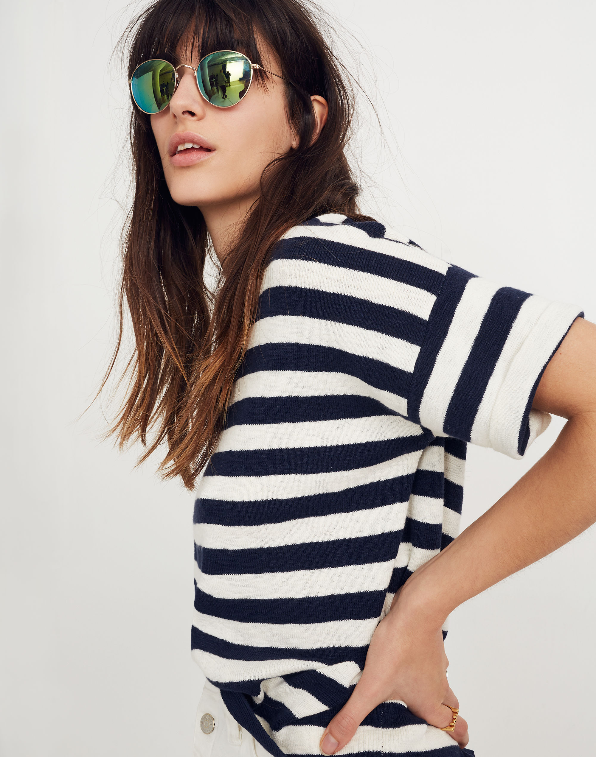 Boxy Sweater Tee in Kelley Stripe | Madewell