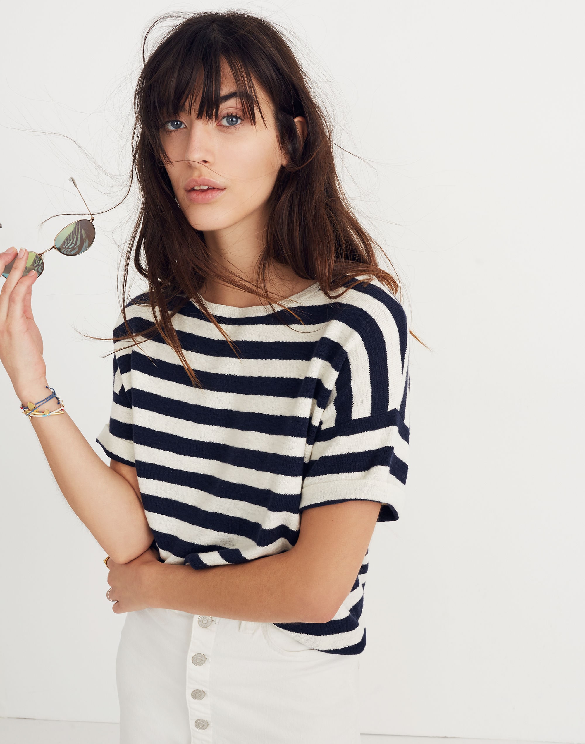 Boxy Sweater Tee in Kelley Stripe | Madewell