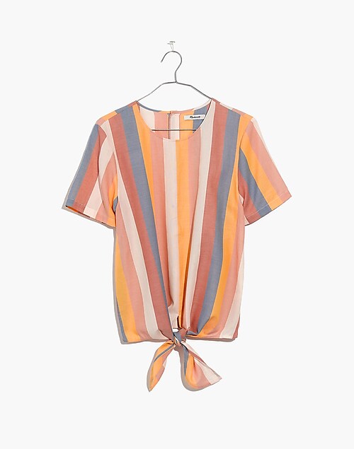 Madewell Button Back Tie Tee Sherbet Stripe S