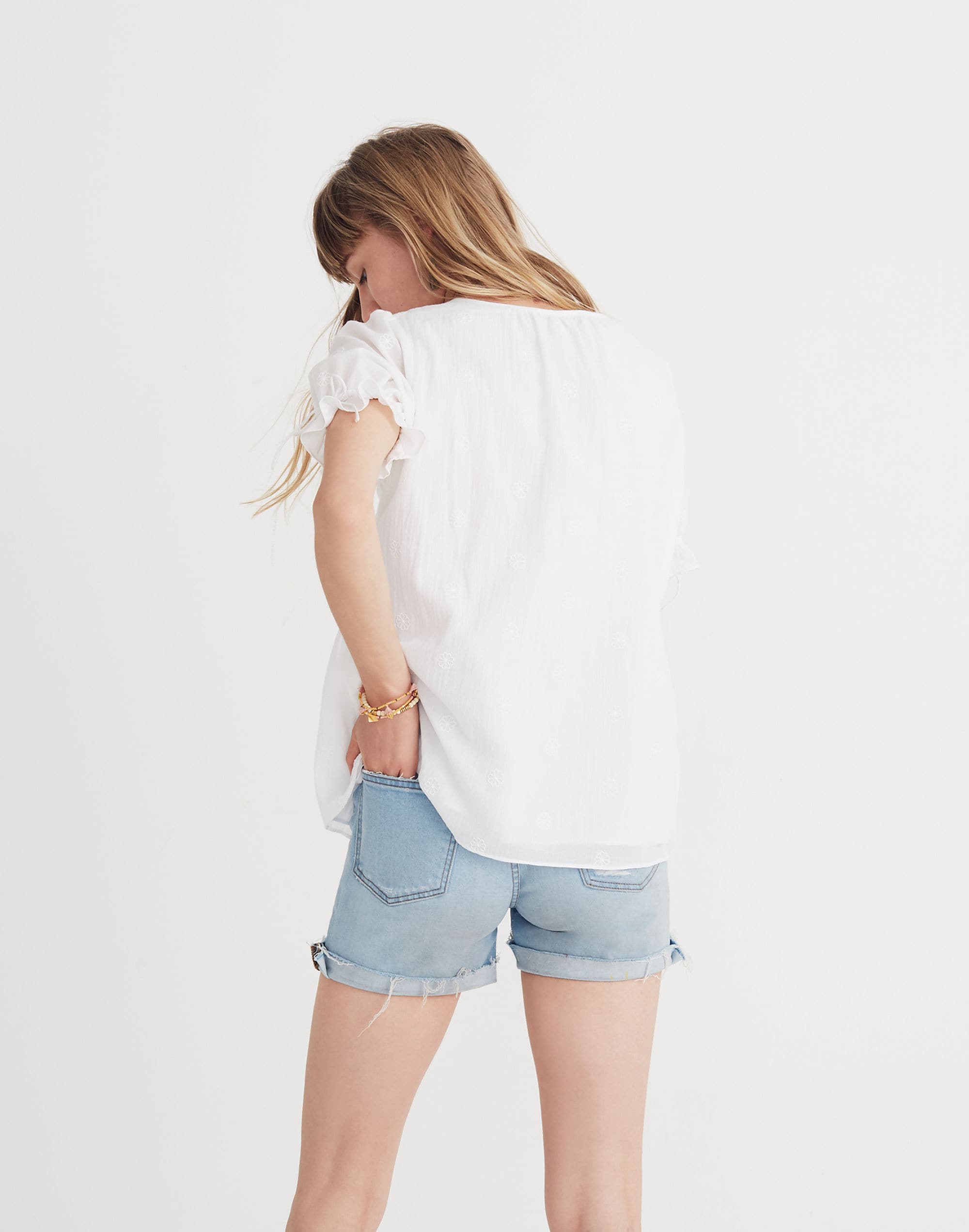 Embroidered Pintuck Top | Madewell