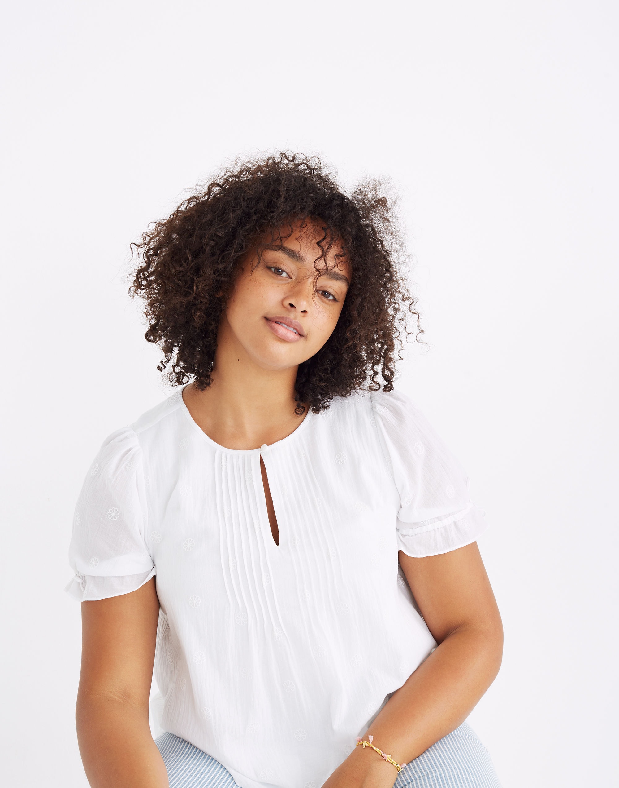 Embroidered Pintuck Top | Madewell