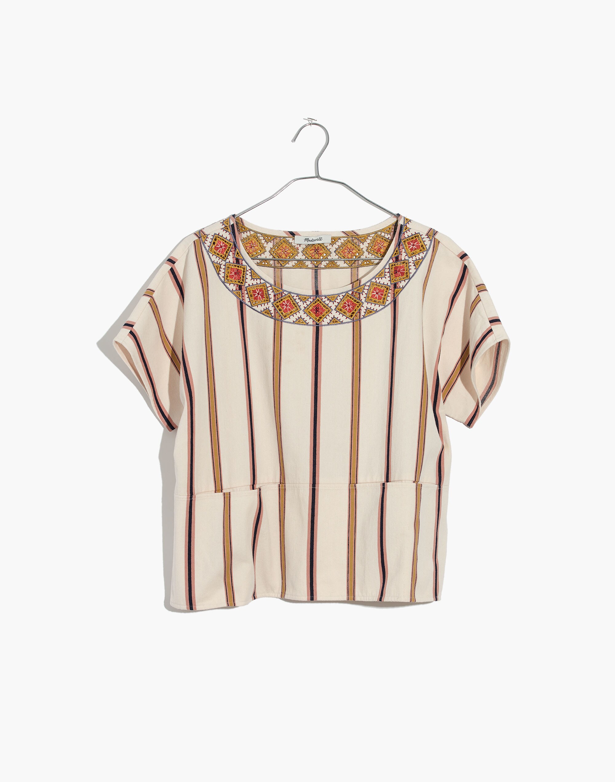 Embroidered Boxy Top Rocco Stripe | Madewell