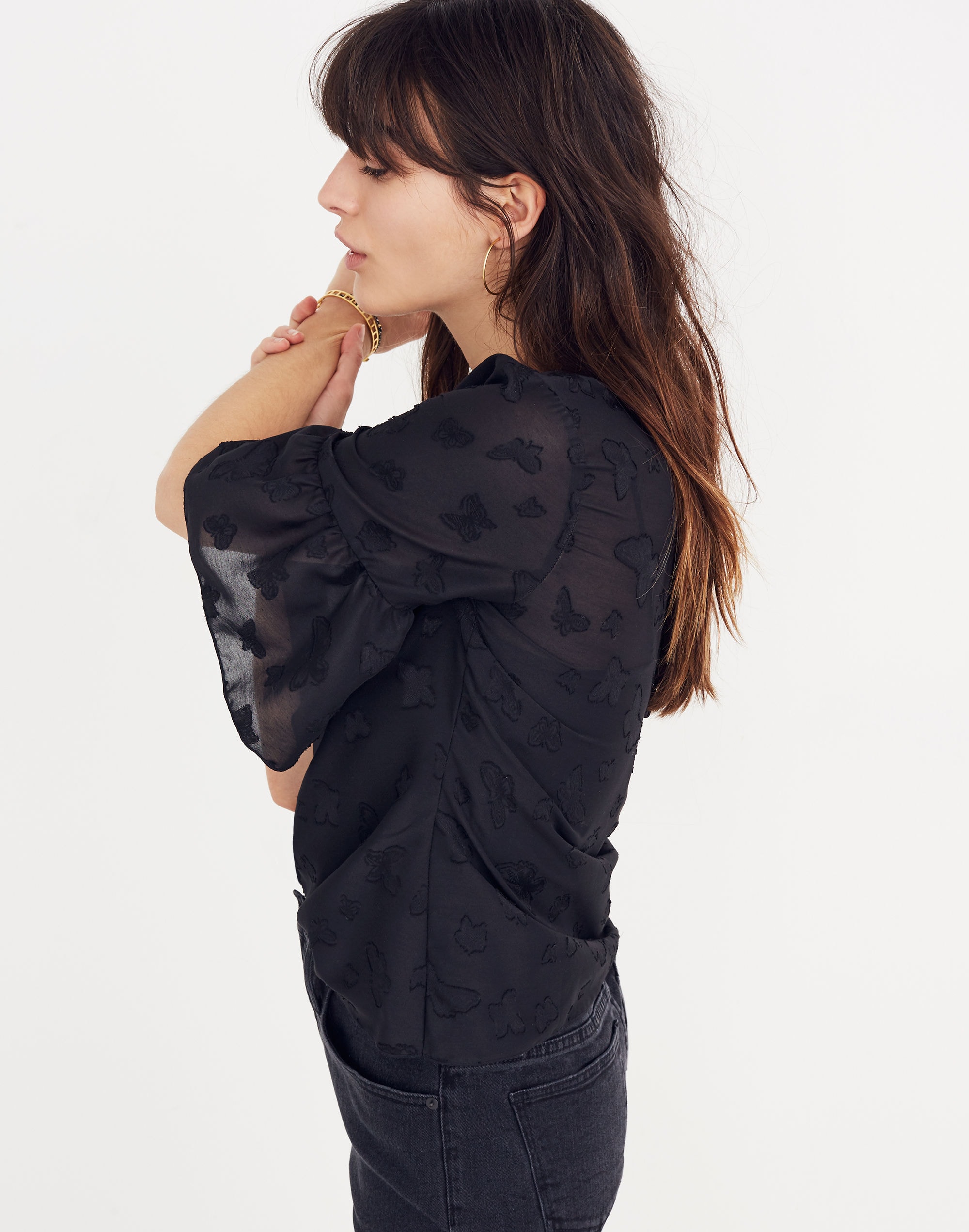 Butterfly-Jacquard Ruffle Top | Madewell