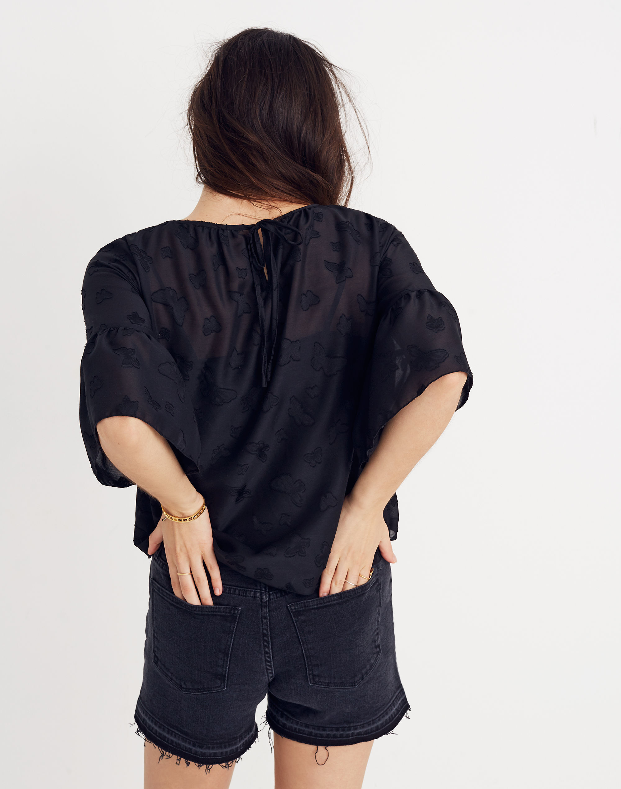 Butterfly-Jacquard Ruffle Top | Madewell