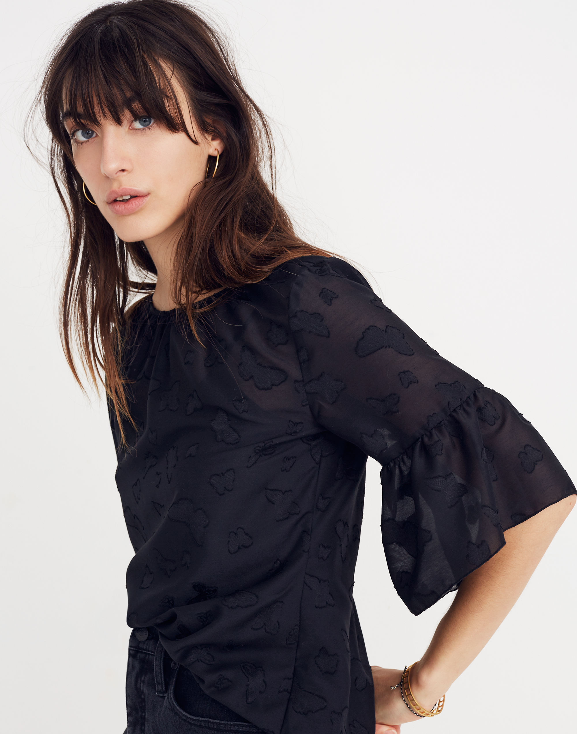 Madewell Butterfly Jacquard Ruffle Top Madewell Bethesda Row