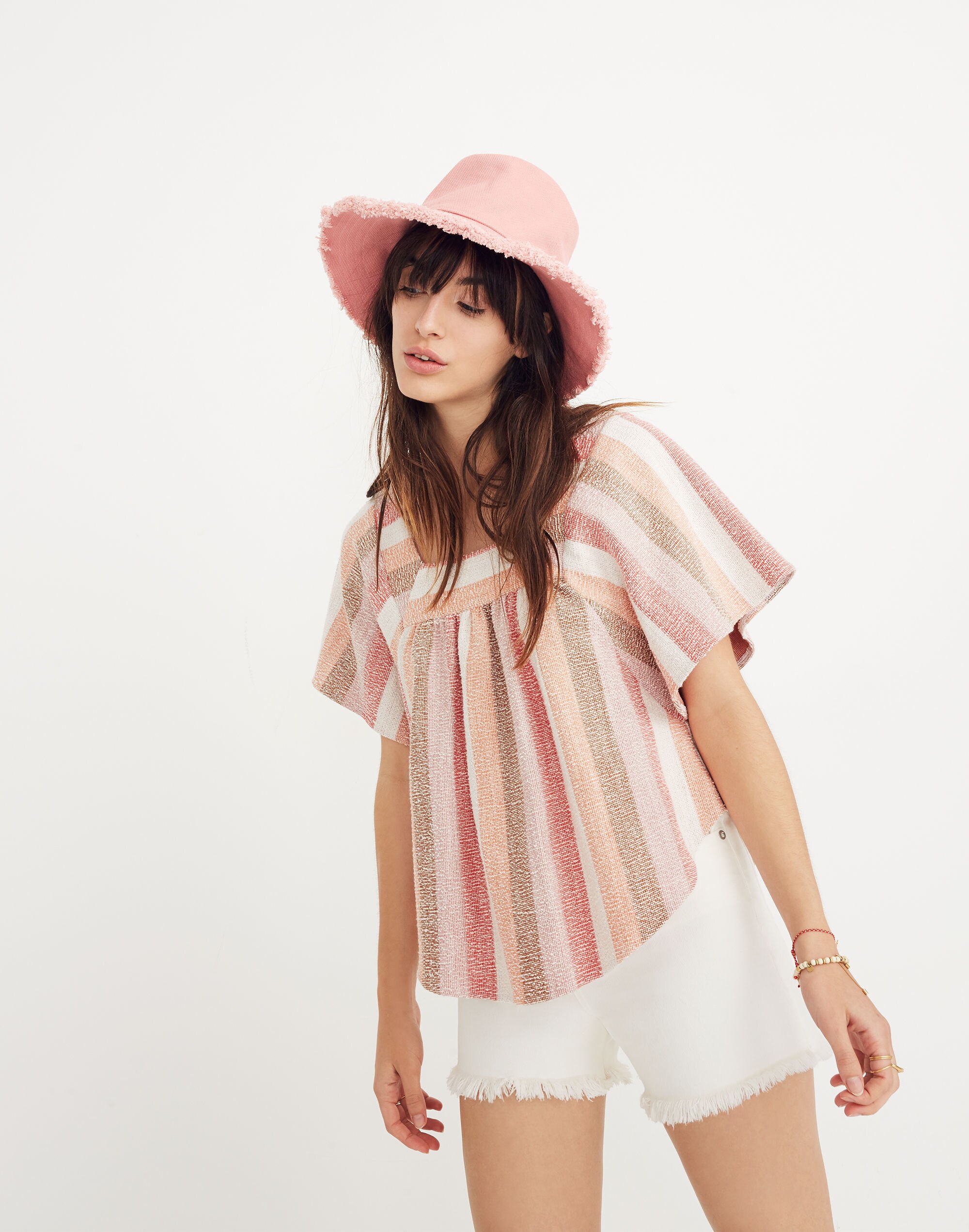 Texture & Thread Butterfly Top in Sherbet Stripe