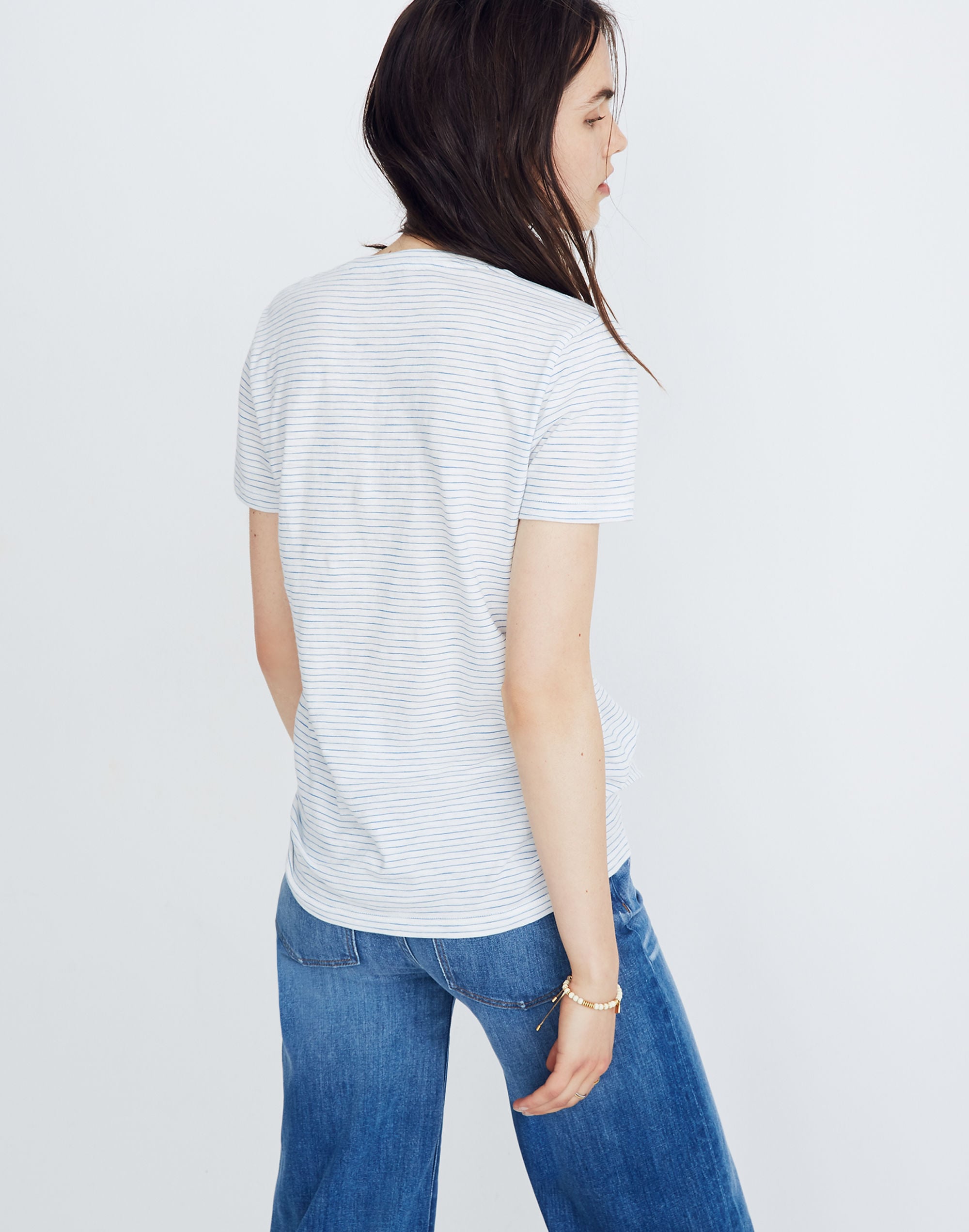 Whisper Cotton V-Neck Pocket Tee in Gwen Stripe | Madewell