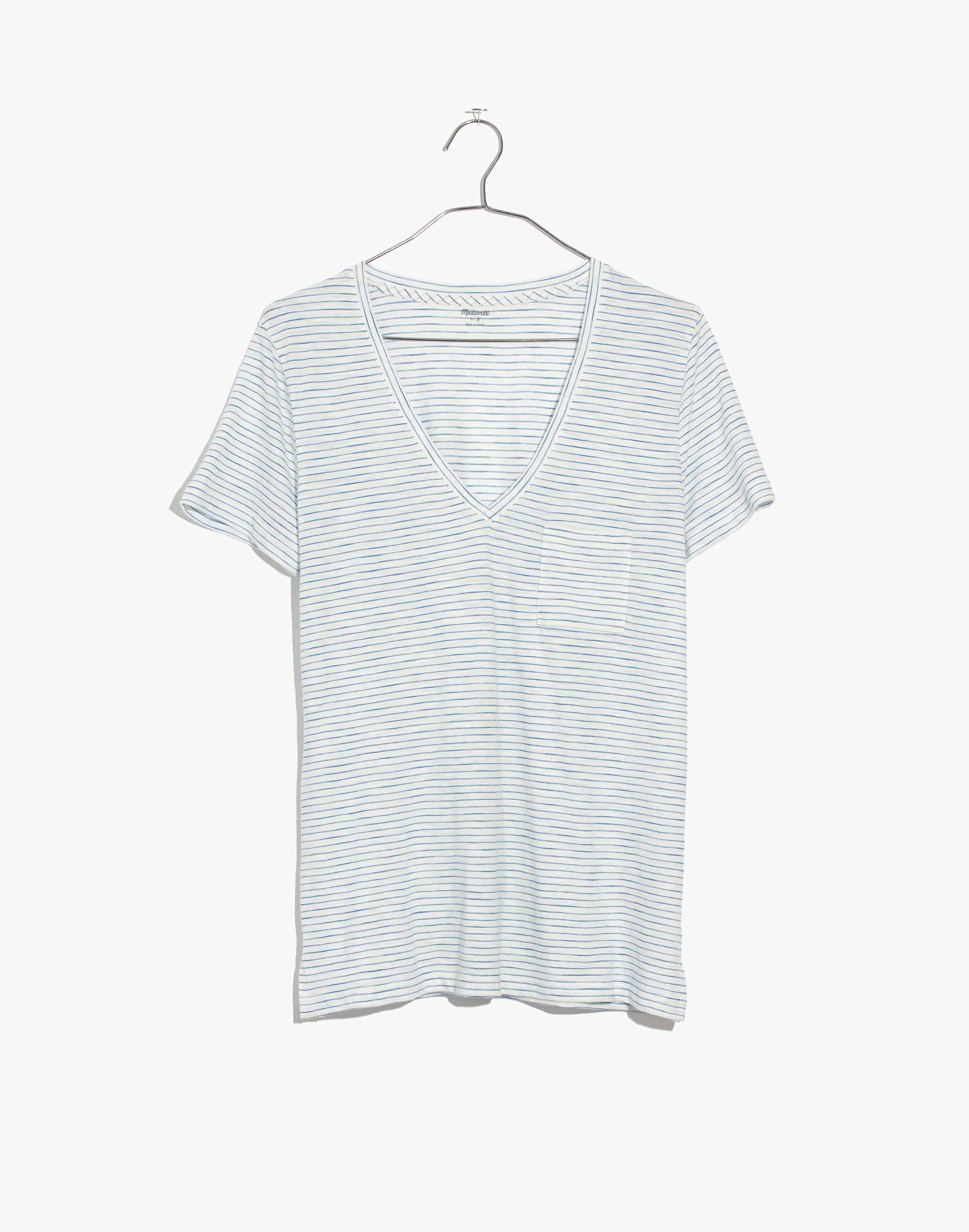 Whisper Cotton V-Neck Pocket Tee in Gwen Stripe | Madewell