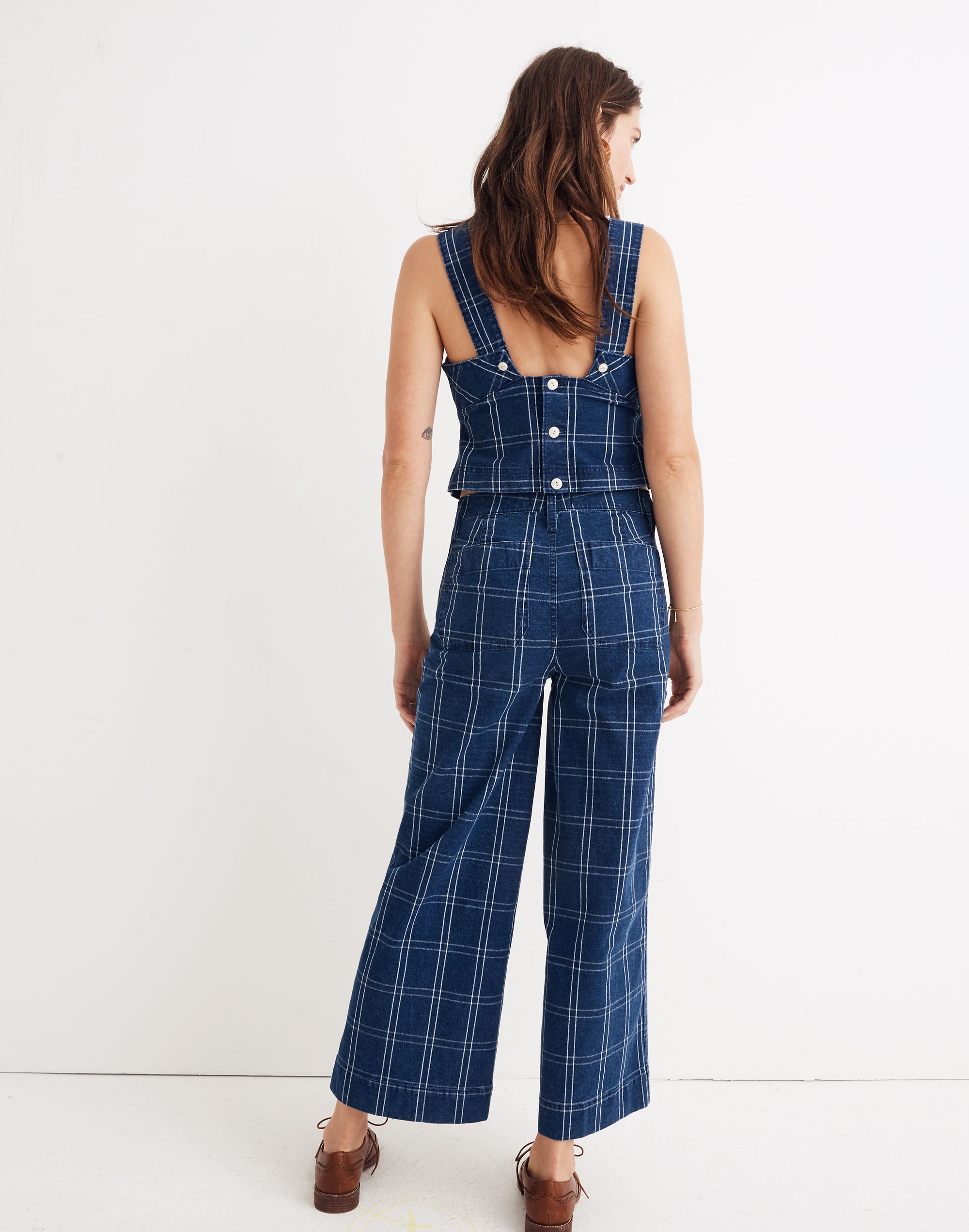 Emmett Wide-Leg Crop Pants in Indigo Check | Madewell