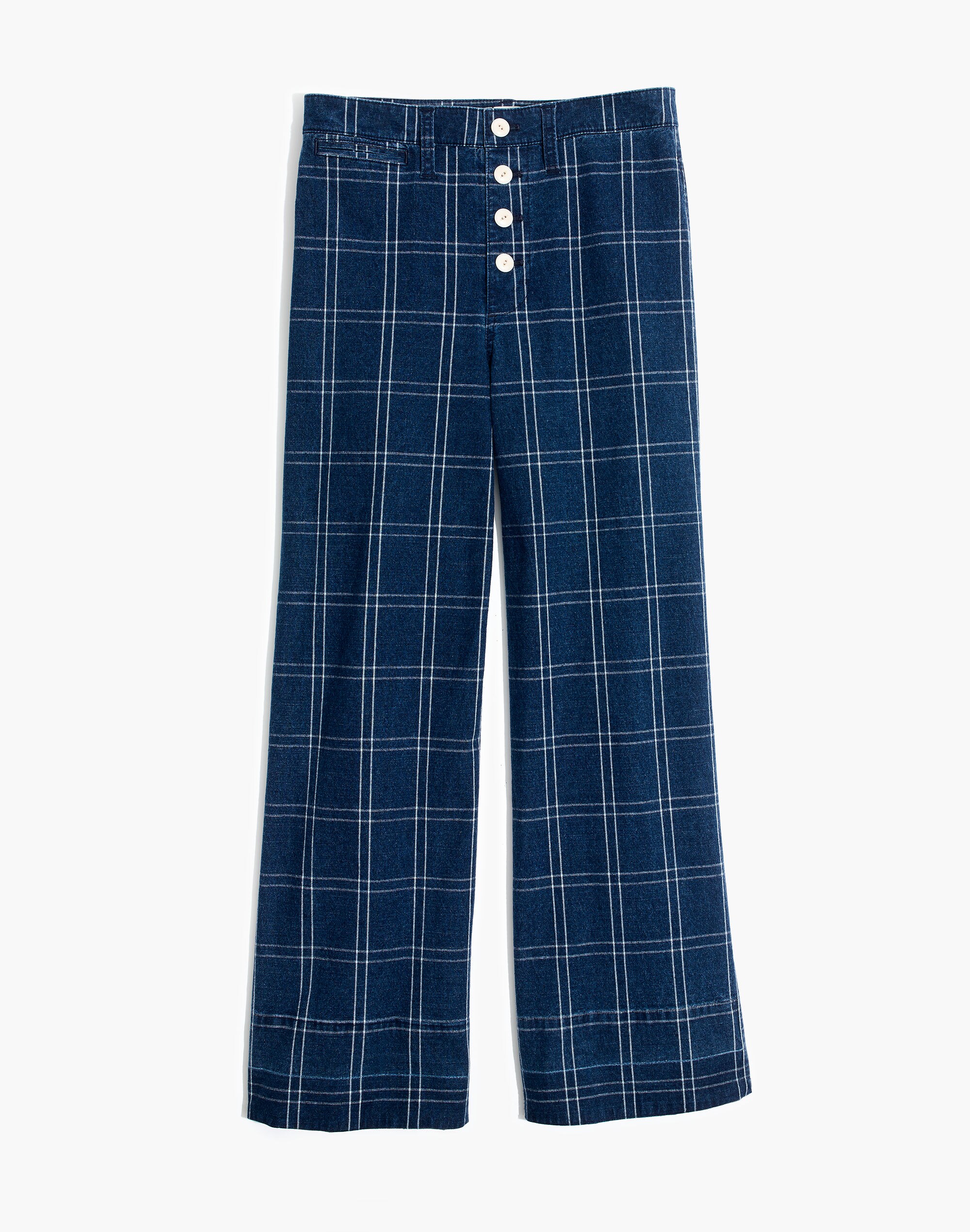 Emmett Wide-Leg Crop Pants in Indigo Check | Madewell