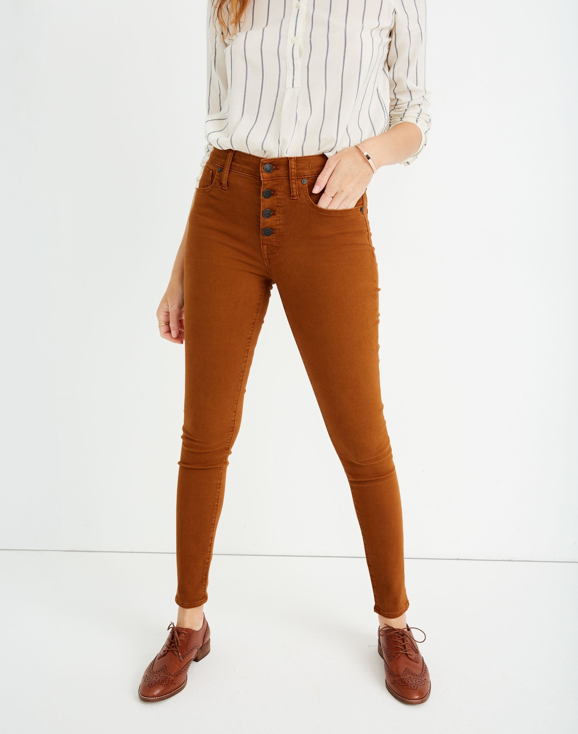 9" Mid-Rise Skinny Jeans: Garment-Dyed Button-Front Edition | Madewell