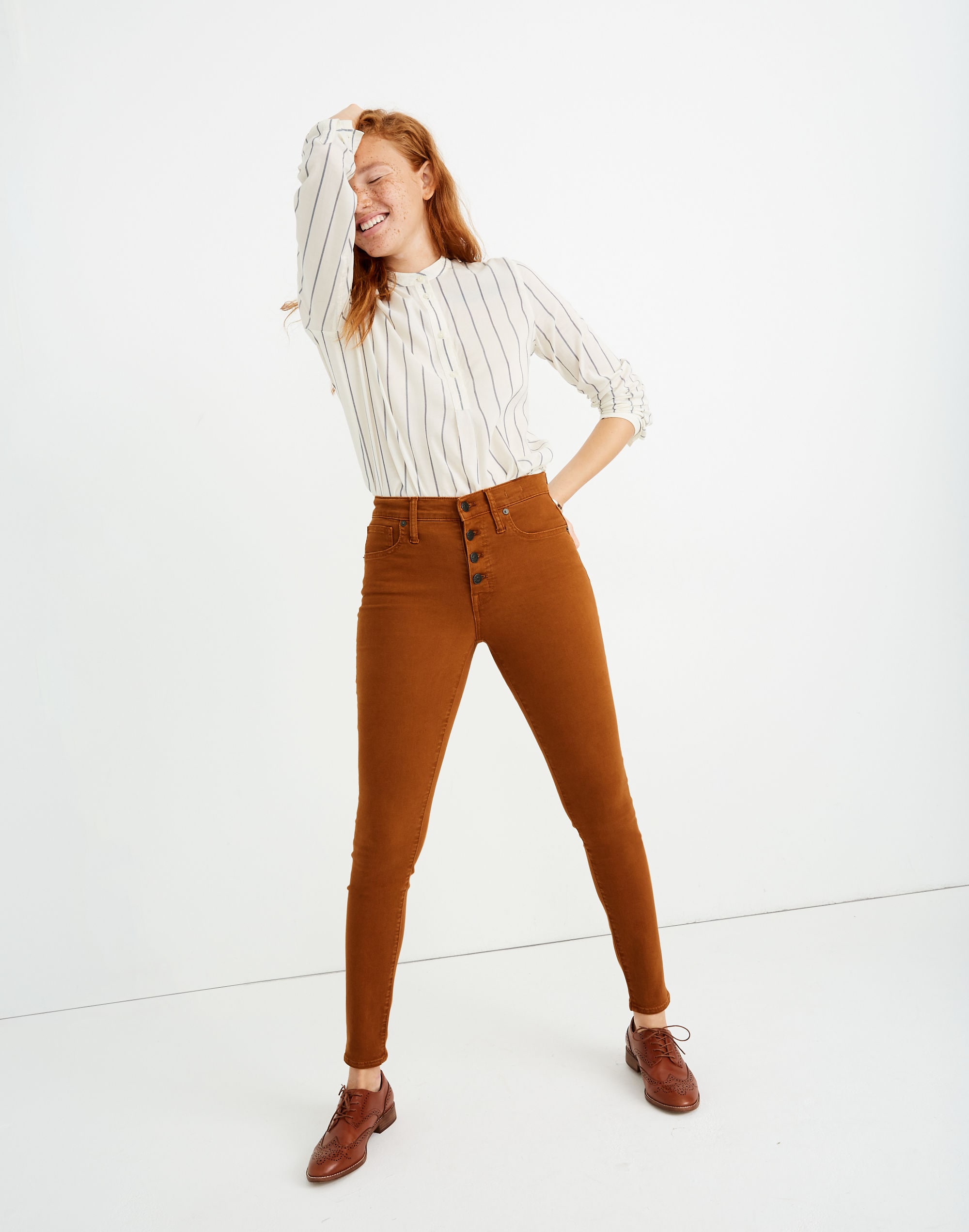 9" Mid-Rise Skinny Jeans: Garment-Dyed Button-Front Edition | Madewell