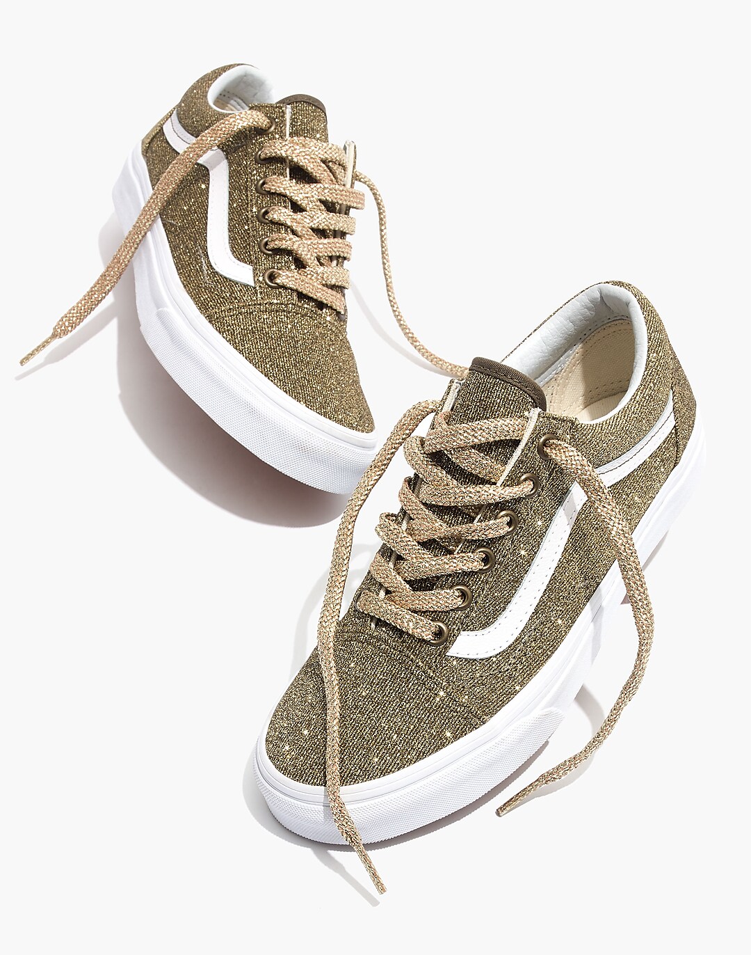 Vans® Unisex Old Skool Lace-Up Glitter Gold Sneakers in