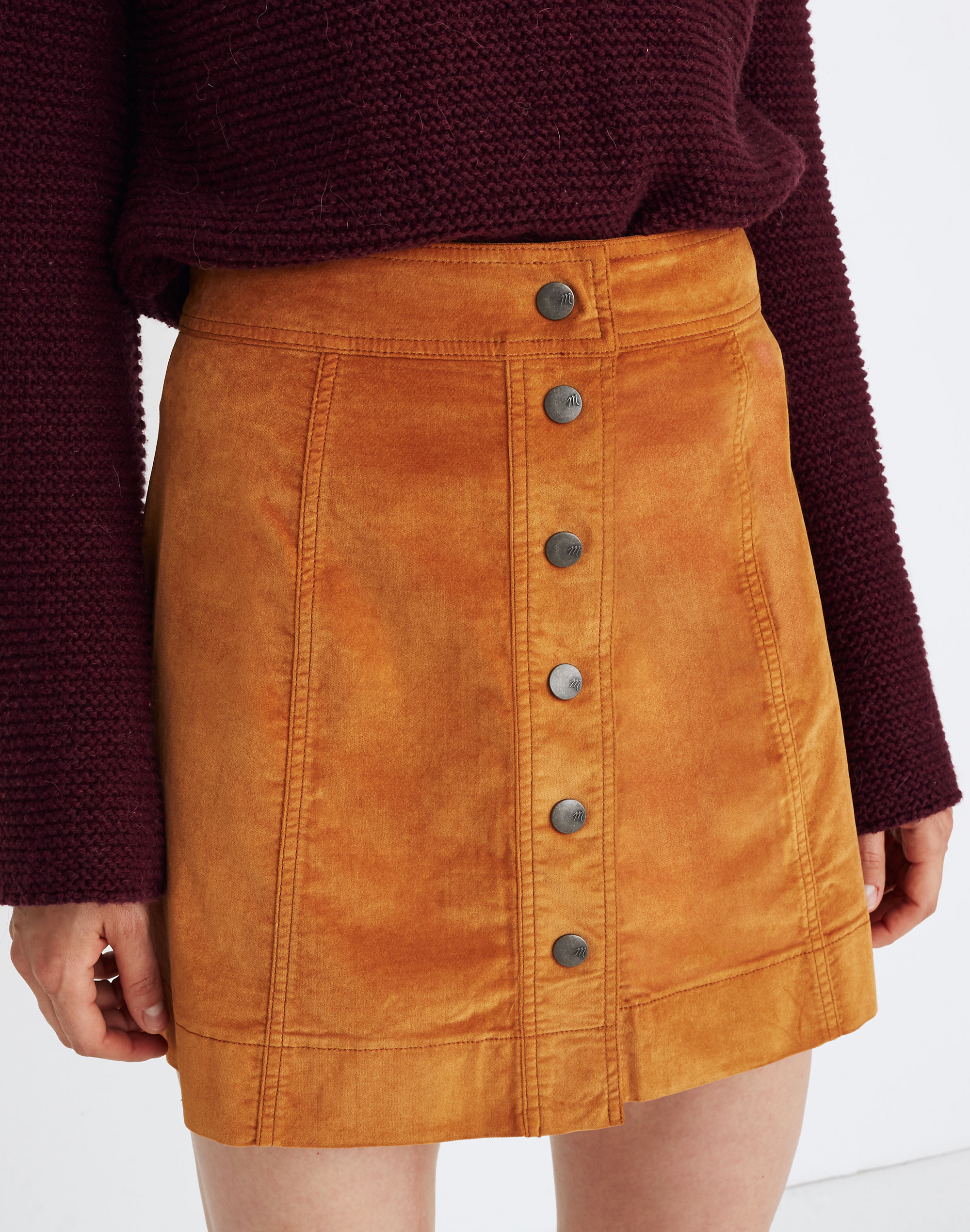 Velveteen A-Line Mini Skirt: Button-Front Edition | Madewell