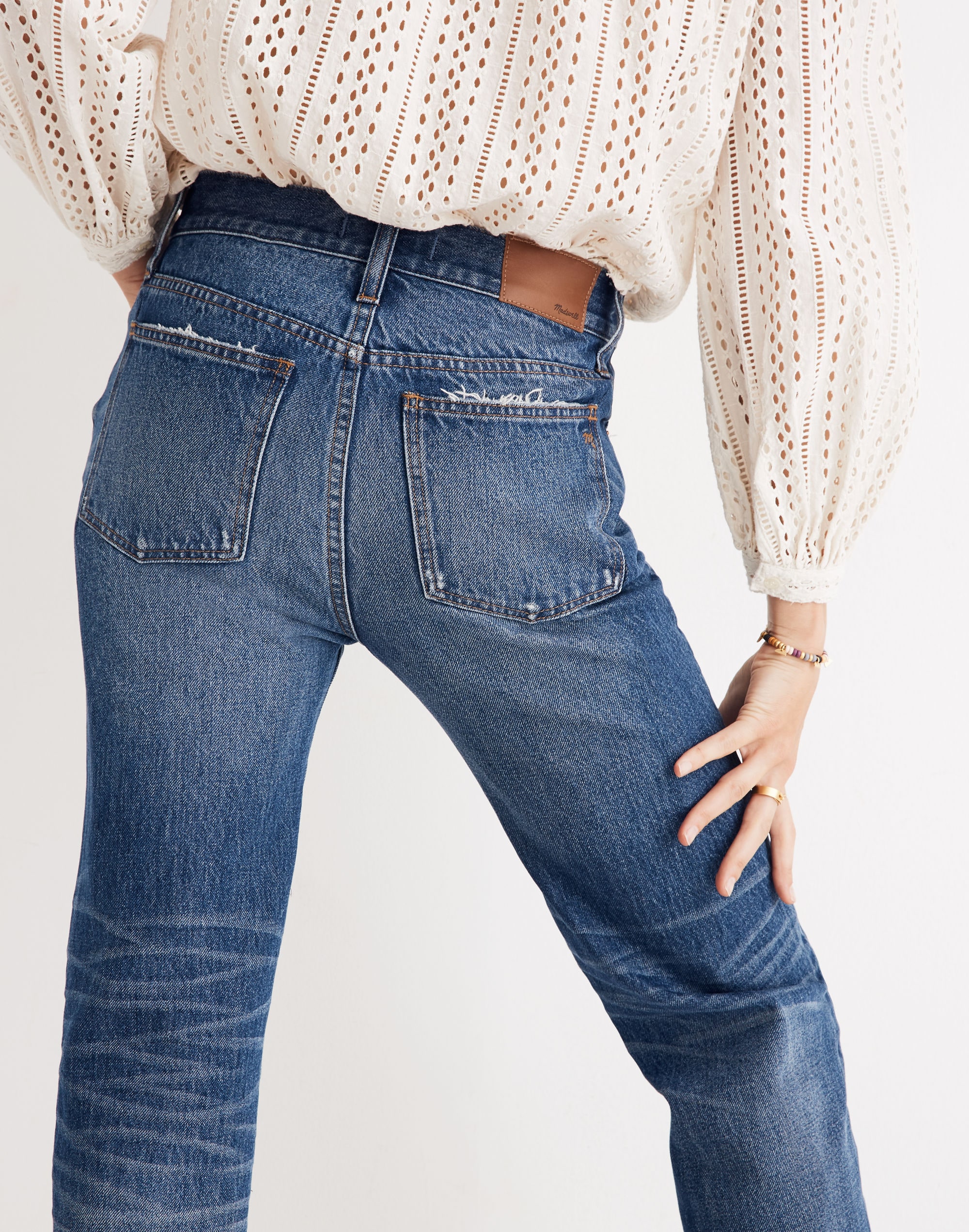 Petite Classic Straight Jeans Jade Wash: Knee-Rip Edition | Madewell