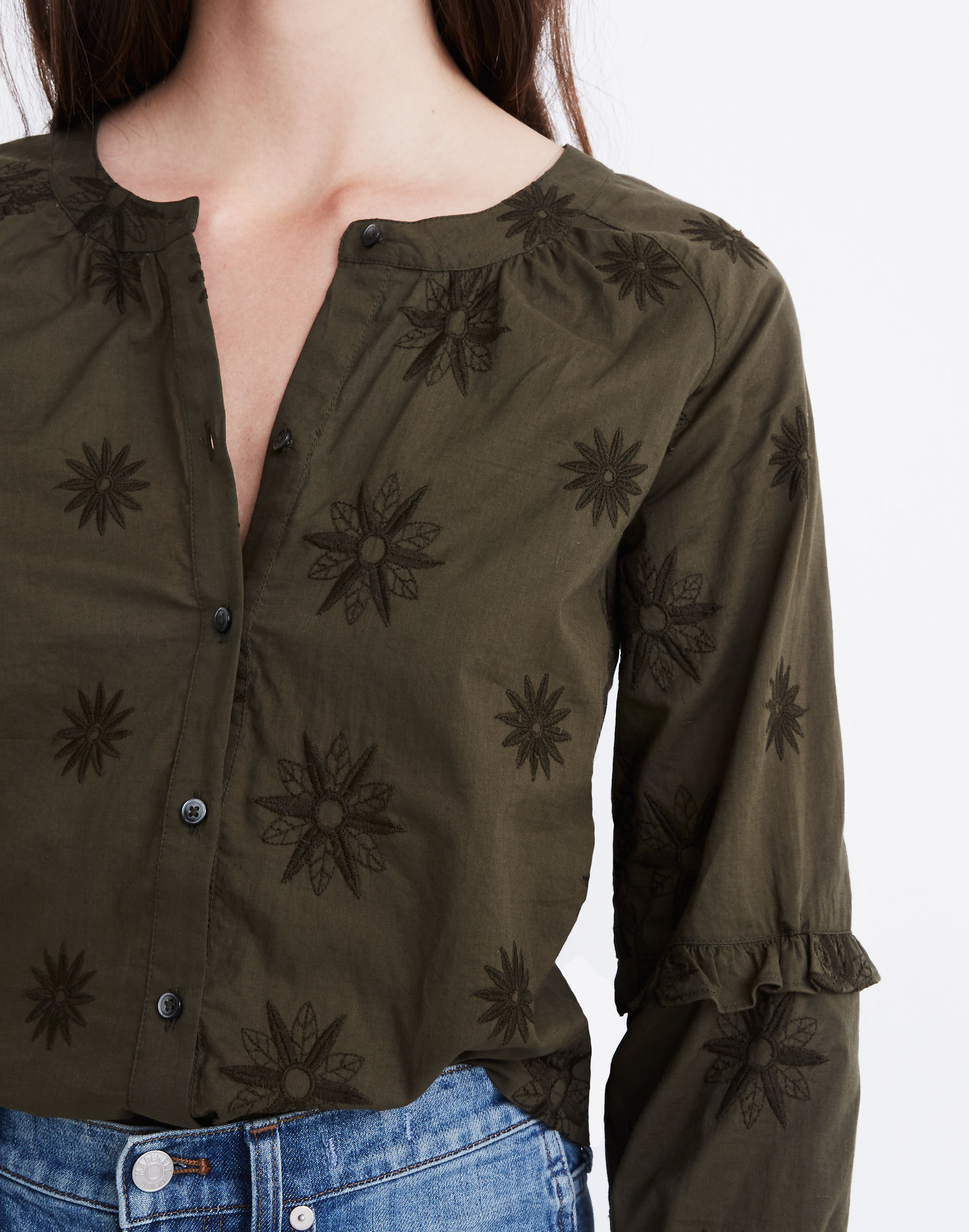 Embroidered Bubble-Sleeve Shirt | Madewell