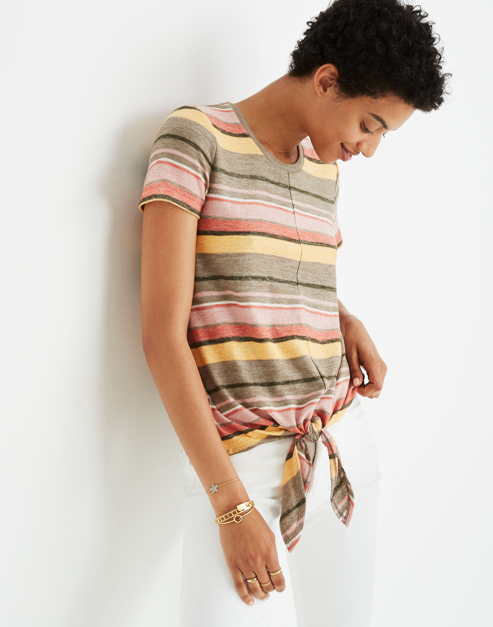 Striped Deep Plunge Tie Front Crop Top – The Campus Colors Boutique