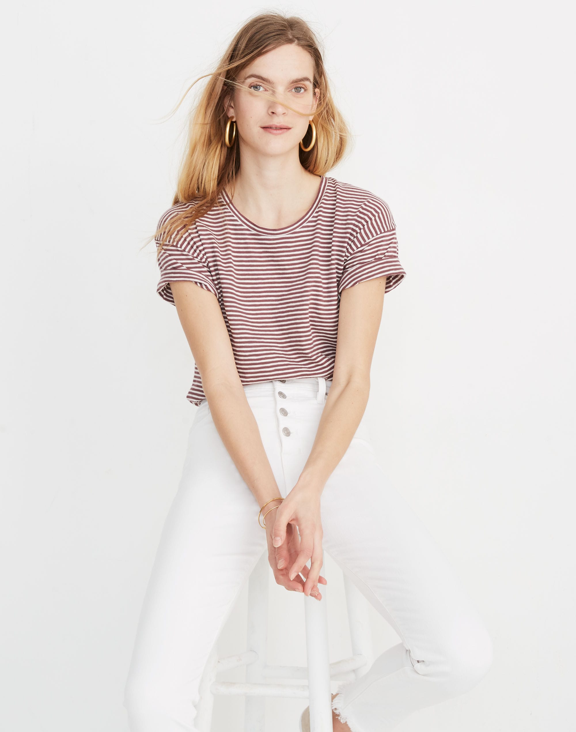 Whisper Cotton Crewneck Tee Daniela Stripe | Madewell