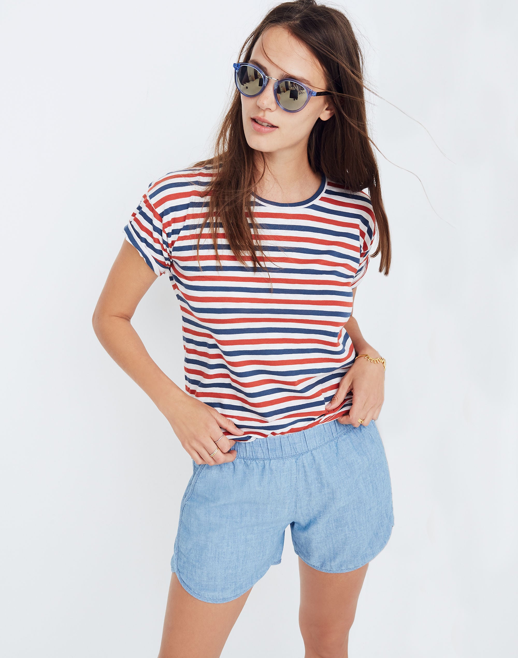 Whisper Cotton Crewneck Tee in Franklin Stripe | Madewell