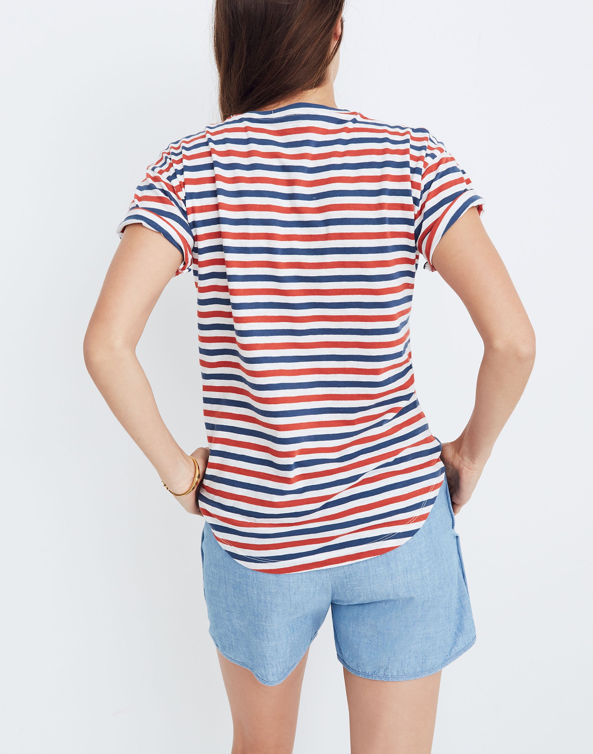 Whisper Cotton Crewneck Tee in Franklin Stripe | Madewell