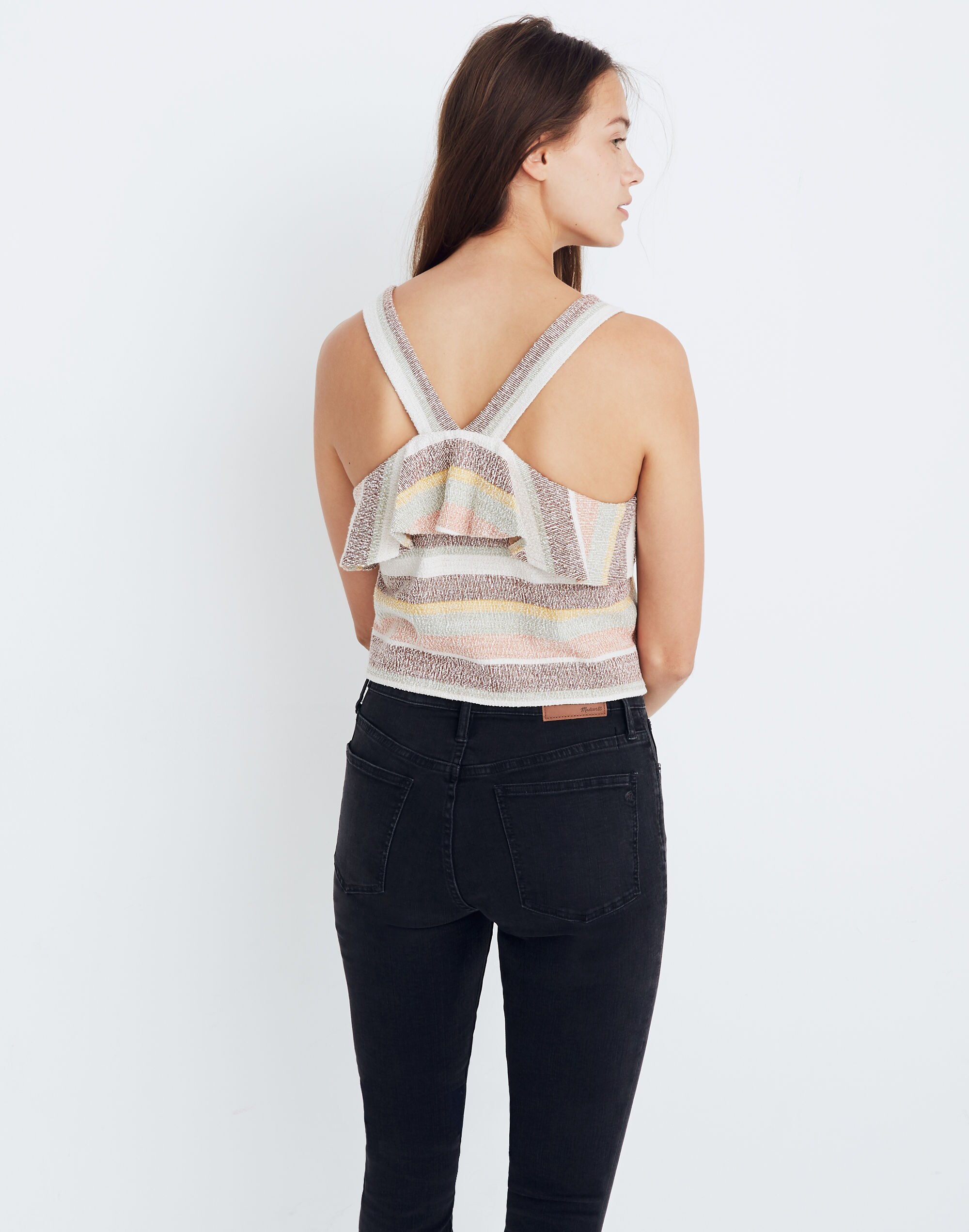 Texture & Thread Ruffle Tie-Front Tank in Stripe | Madewell