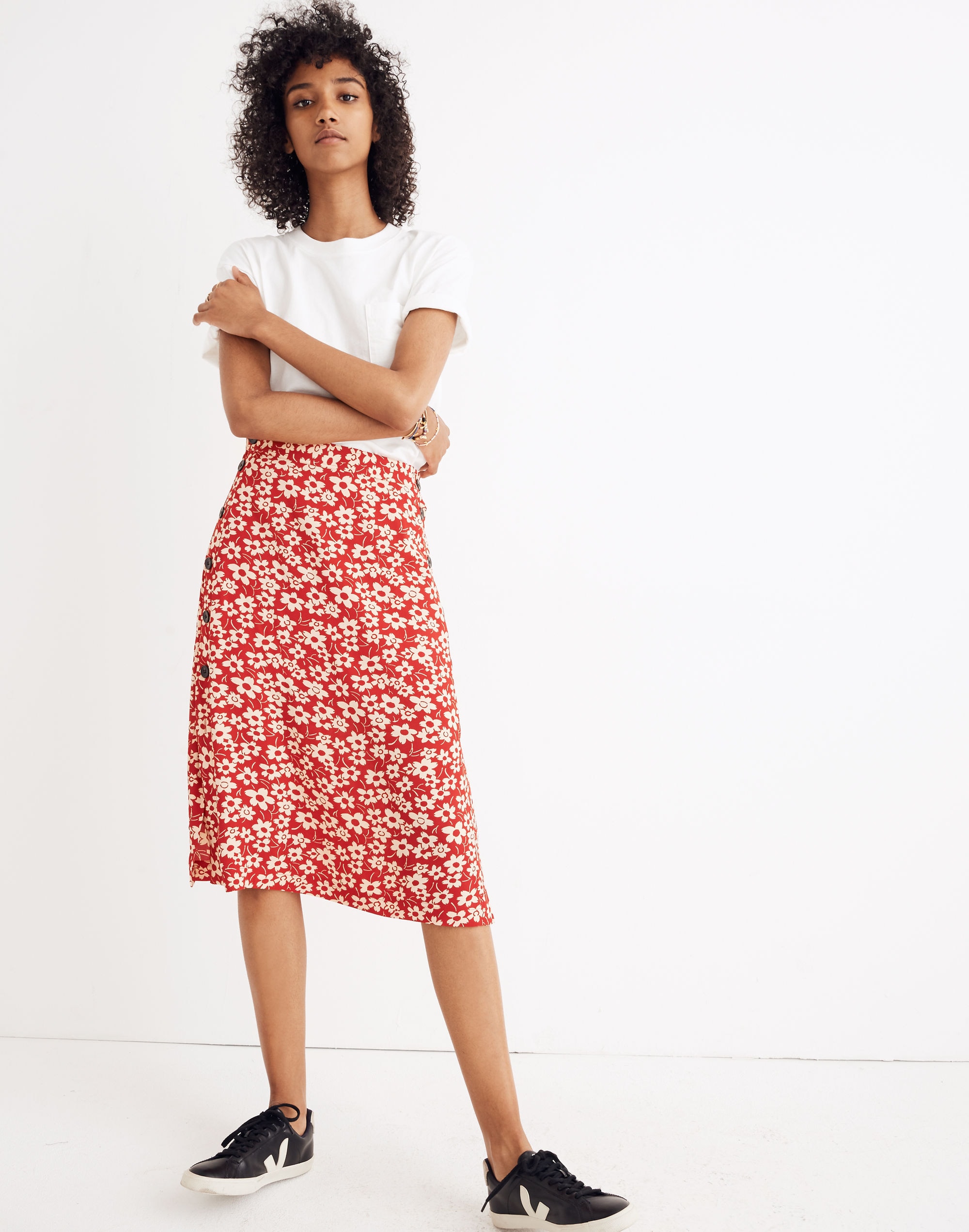 Side-Button Skirt Full Bloom | Madewell