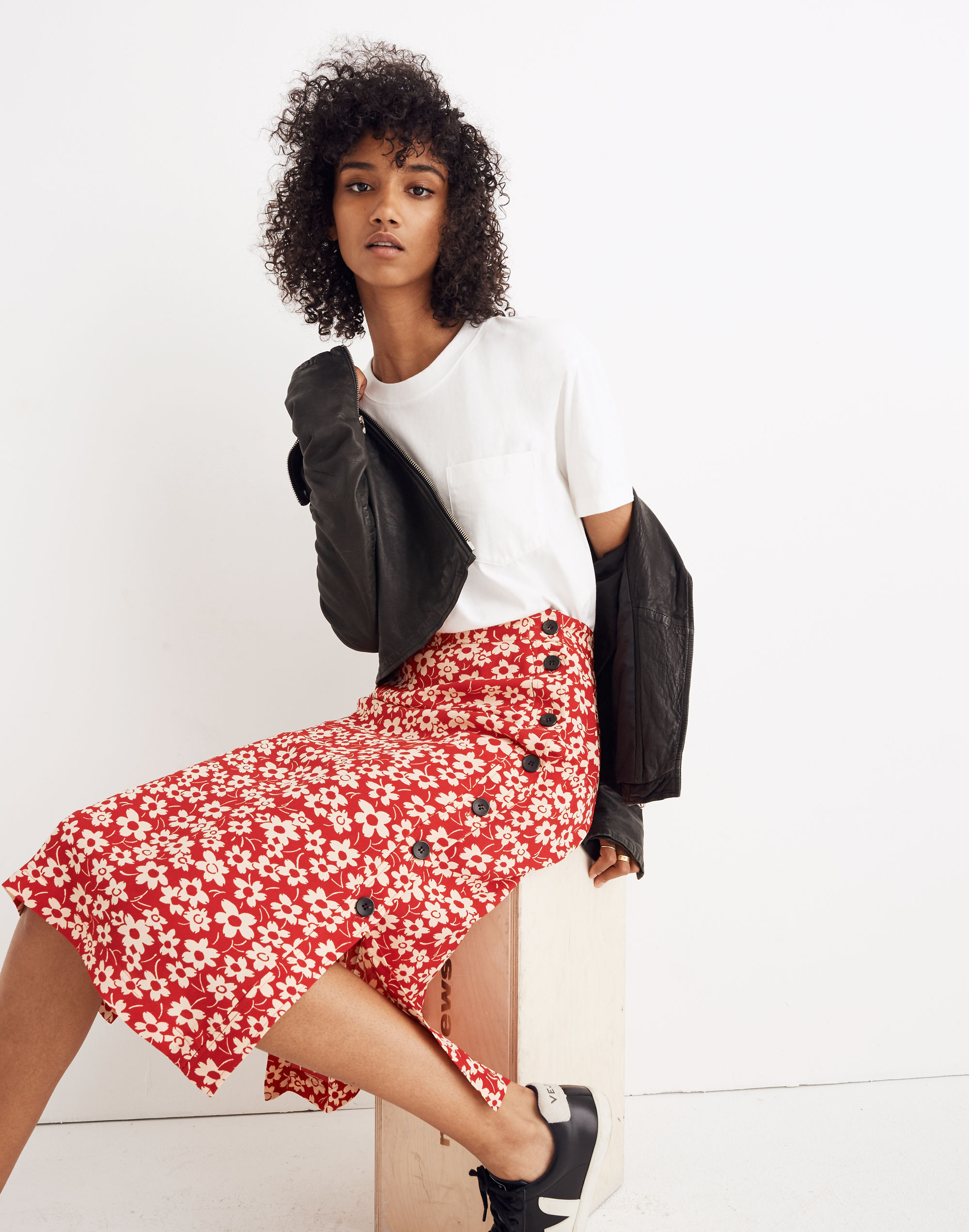 Side-Button Skirt Full Bloom | Madewell