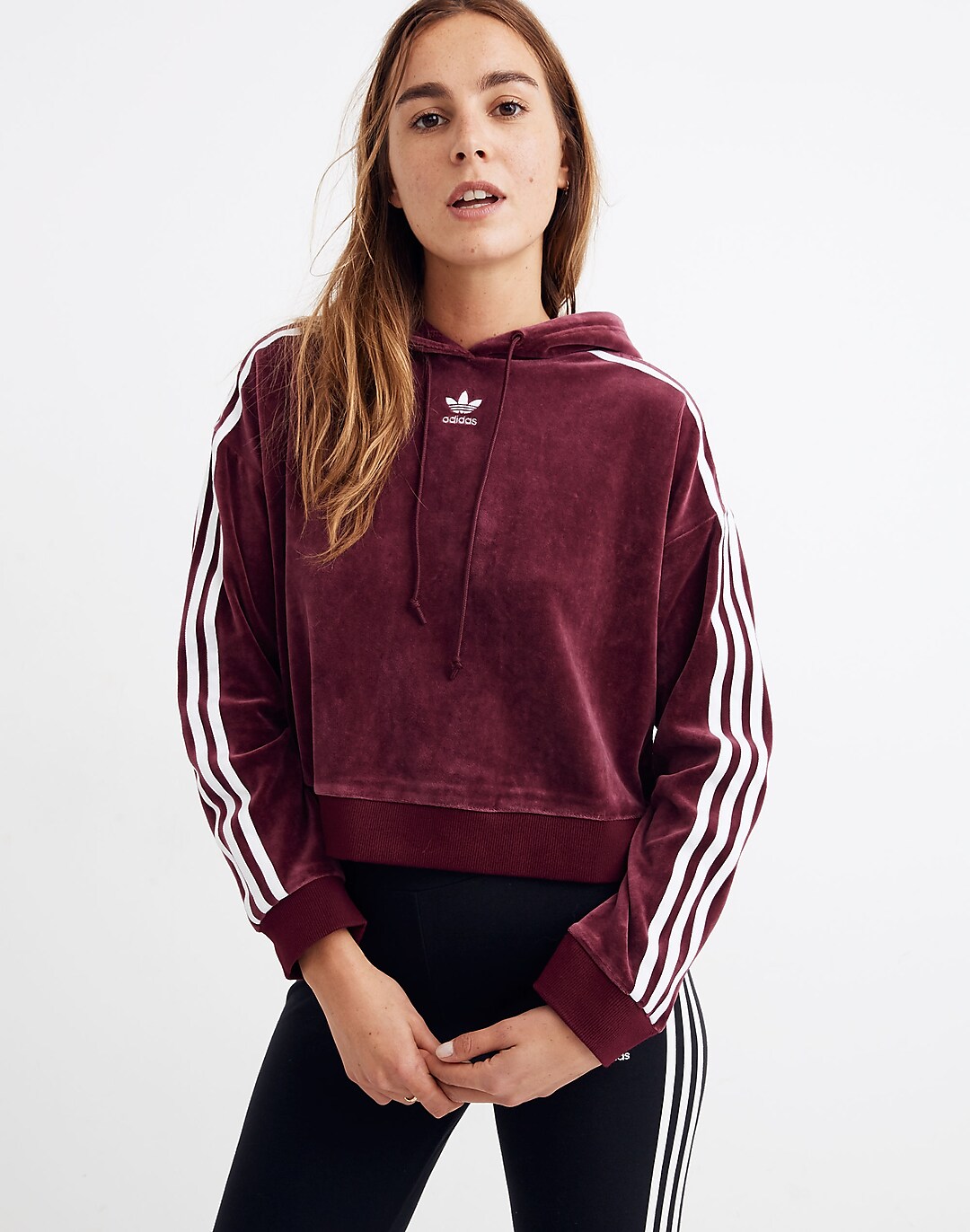 Velour Adidas® Sweatshirt Cropped Hoodie Originals