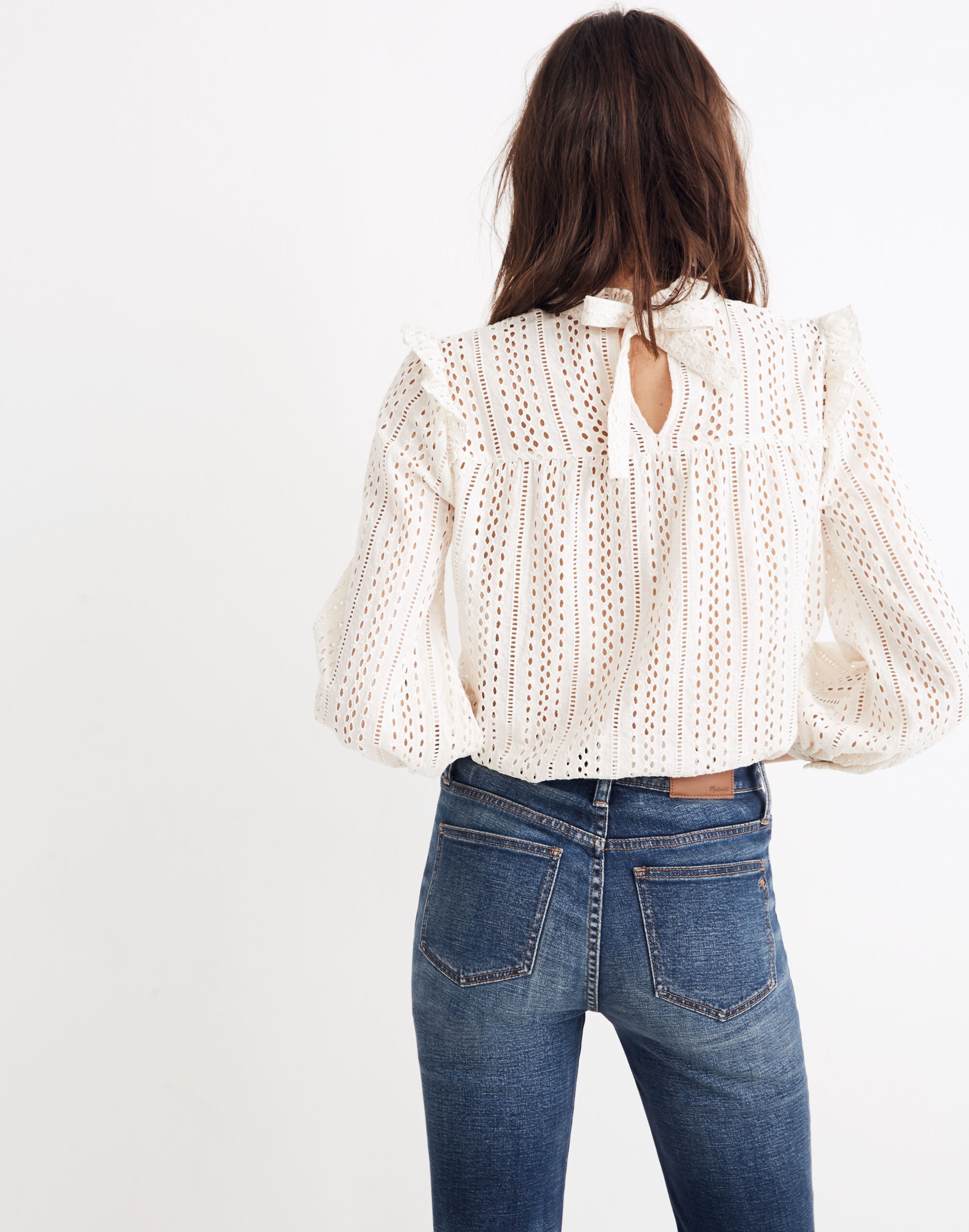 Eyelet Mockneck Ruffle Top | Madewell