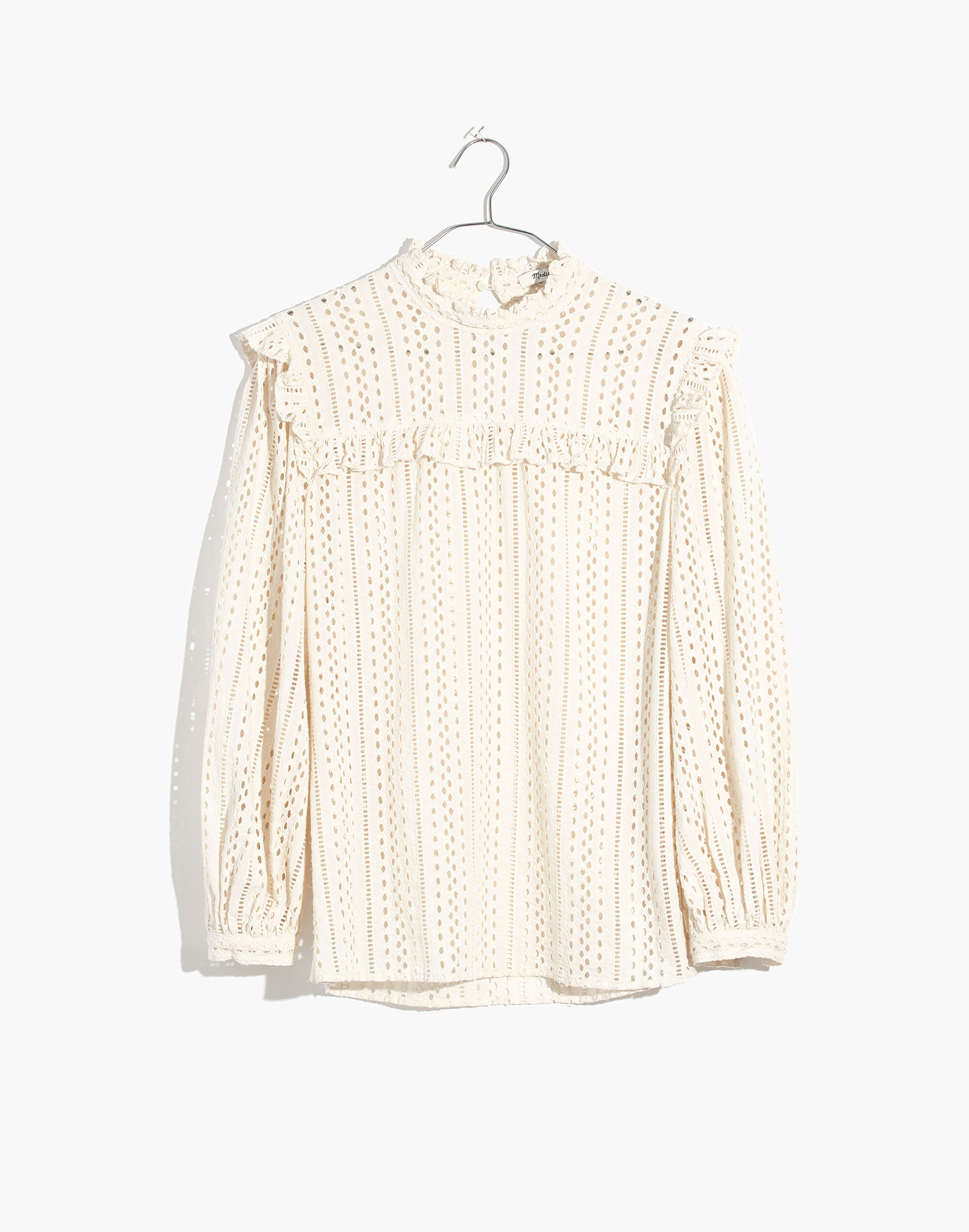 Eyelet Mockneck Ruffle Top | Madewell