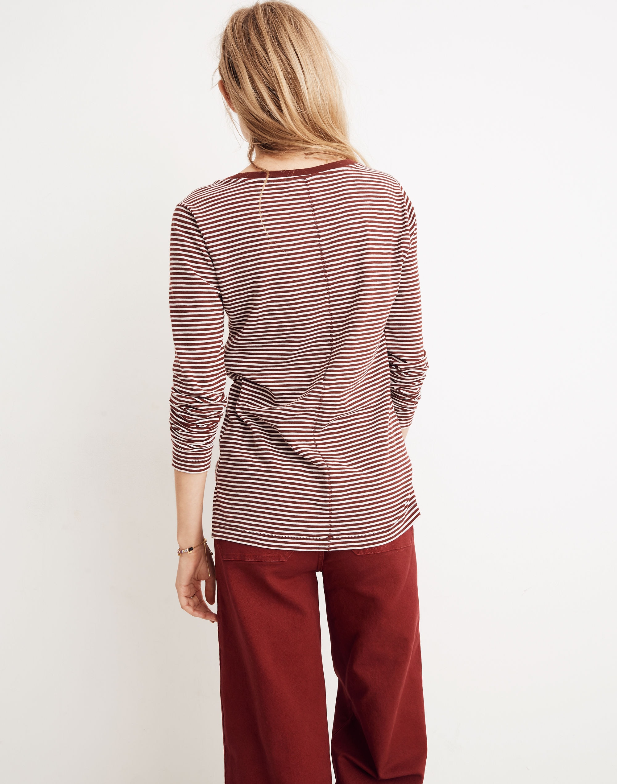 Whisper Cotton Long-Sleeve Crewneck Tee in Daniela Stripe | Madewell