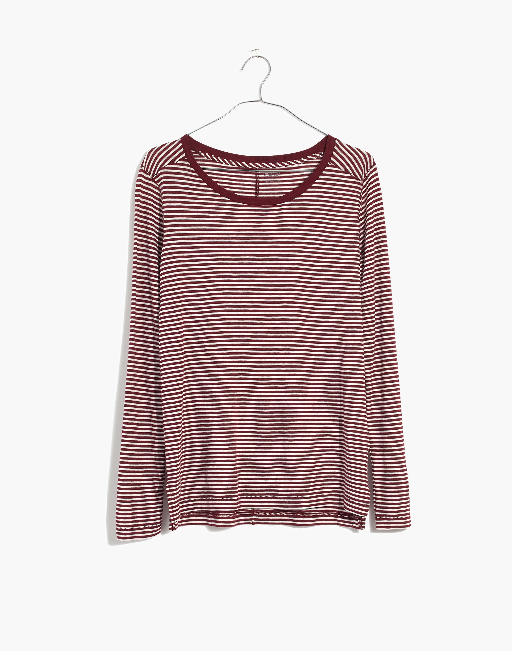 Whisper Cotton Long-Sleeve Crewneck Tee in Daniela Stripe | Madewell