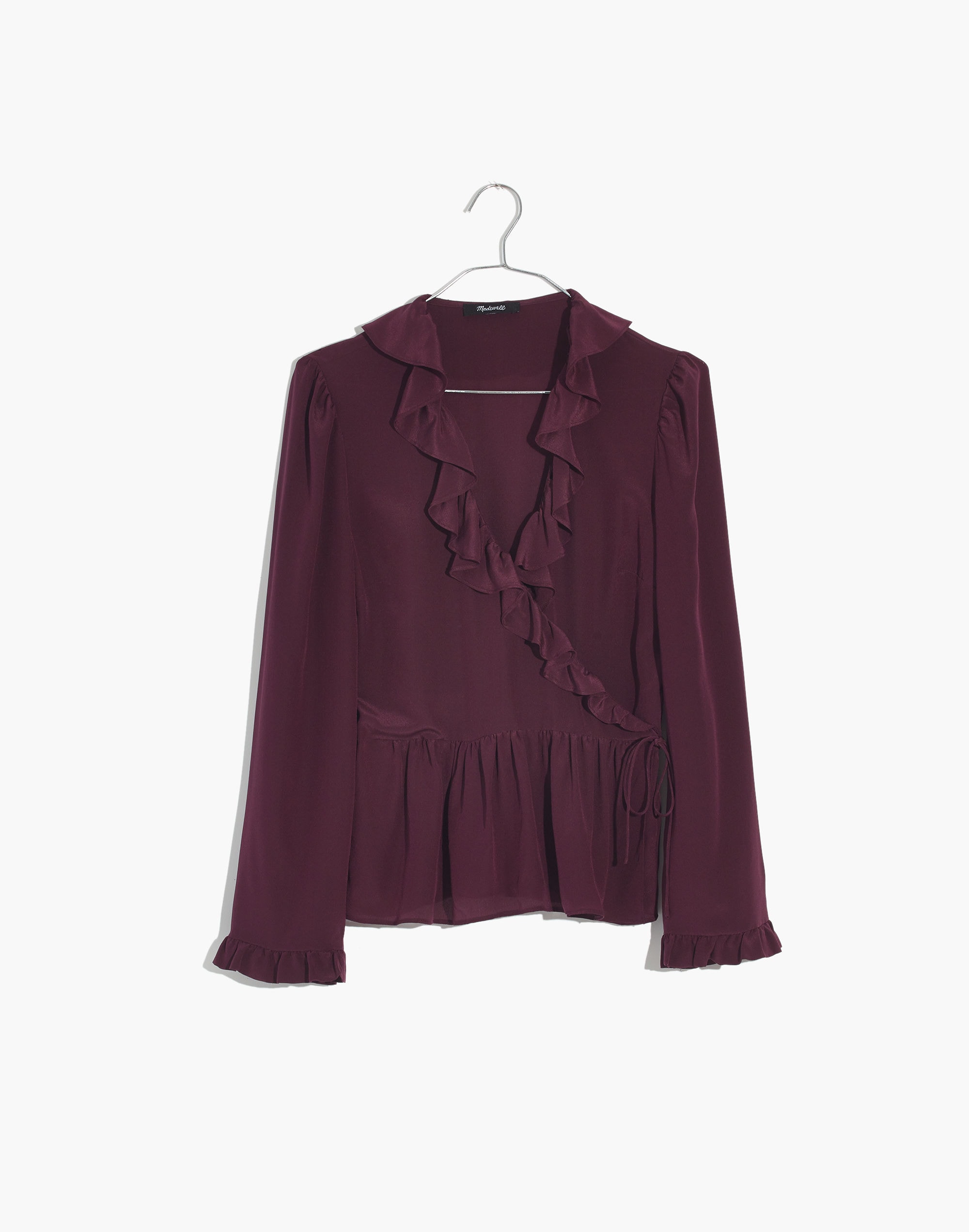 Silk Ruffle-Hem Wrap Top | Madewell