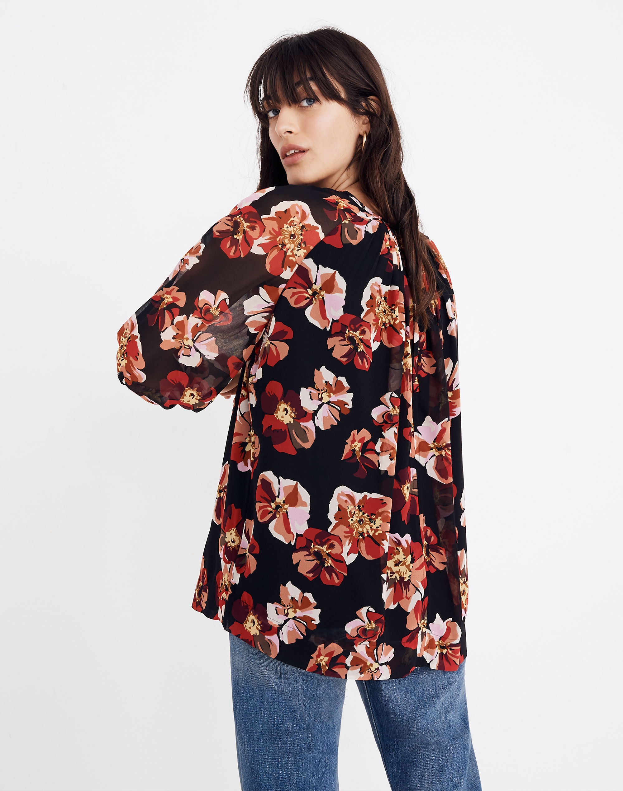 Tie-Back Bubble-Sleeve Top French Rose | Madewell