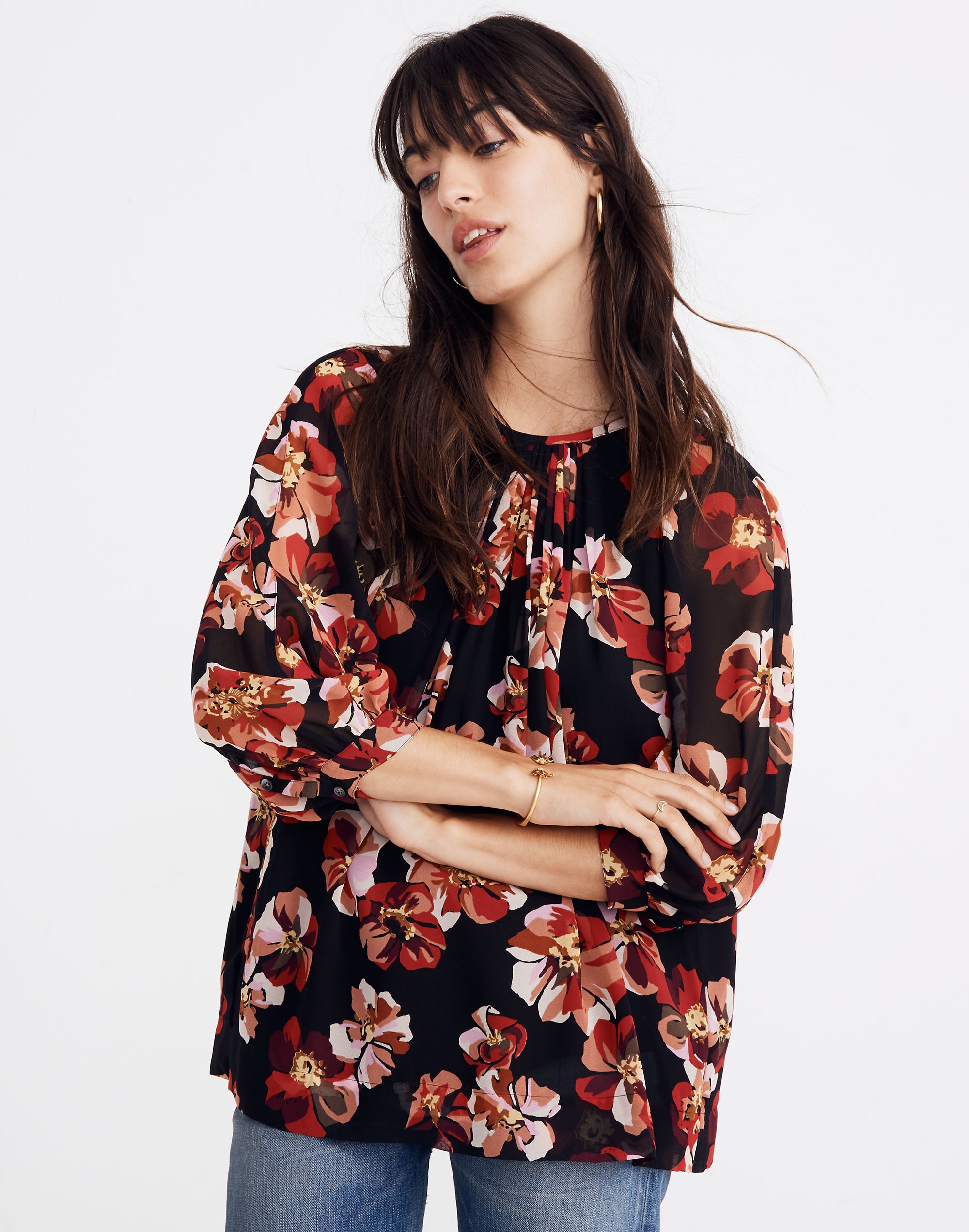 Tie-Back Bubble-Sleeve Top French Rose | Madewell