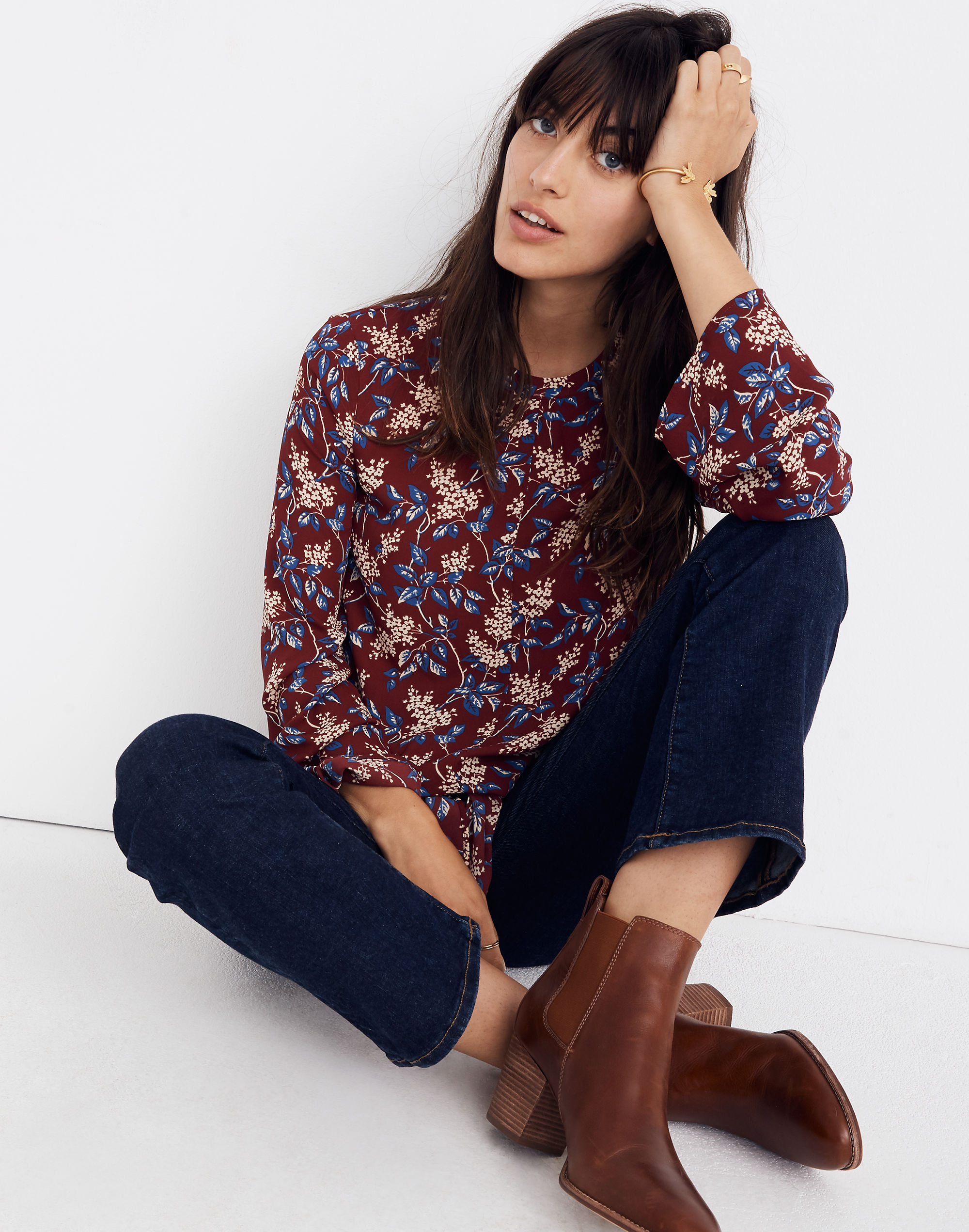 Bell-Sleeve Tie Top Antique Flora | Madewell