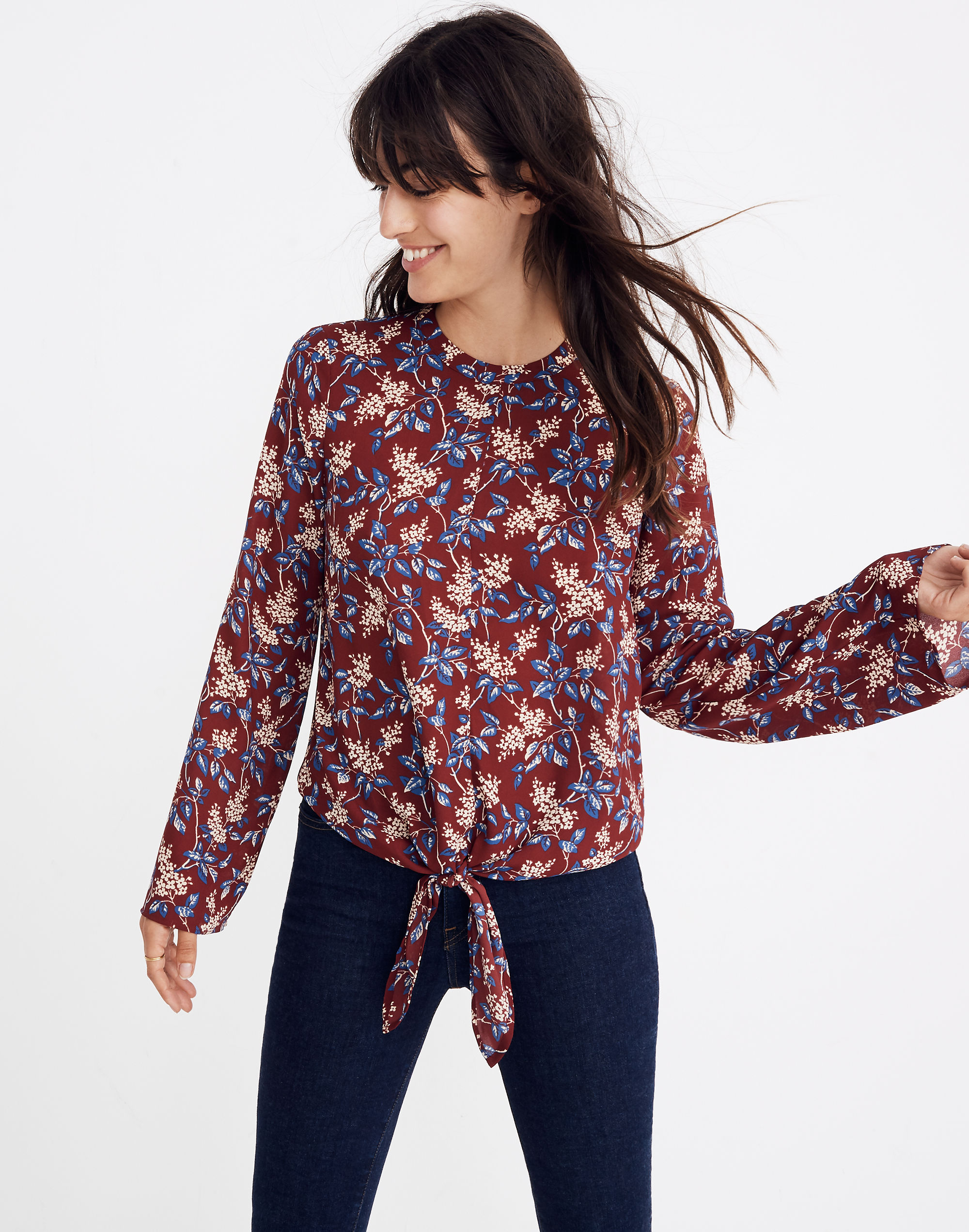 Bell-Sleeve Tie Top Antique Flora | Madewell