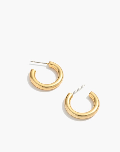 Women's Real Gold Plated Wide Thick Small Hoop Earrings
