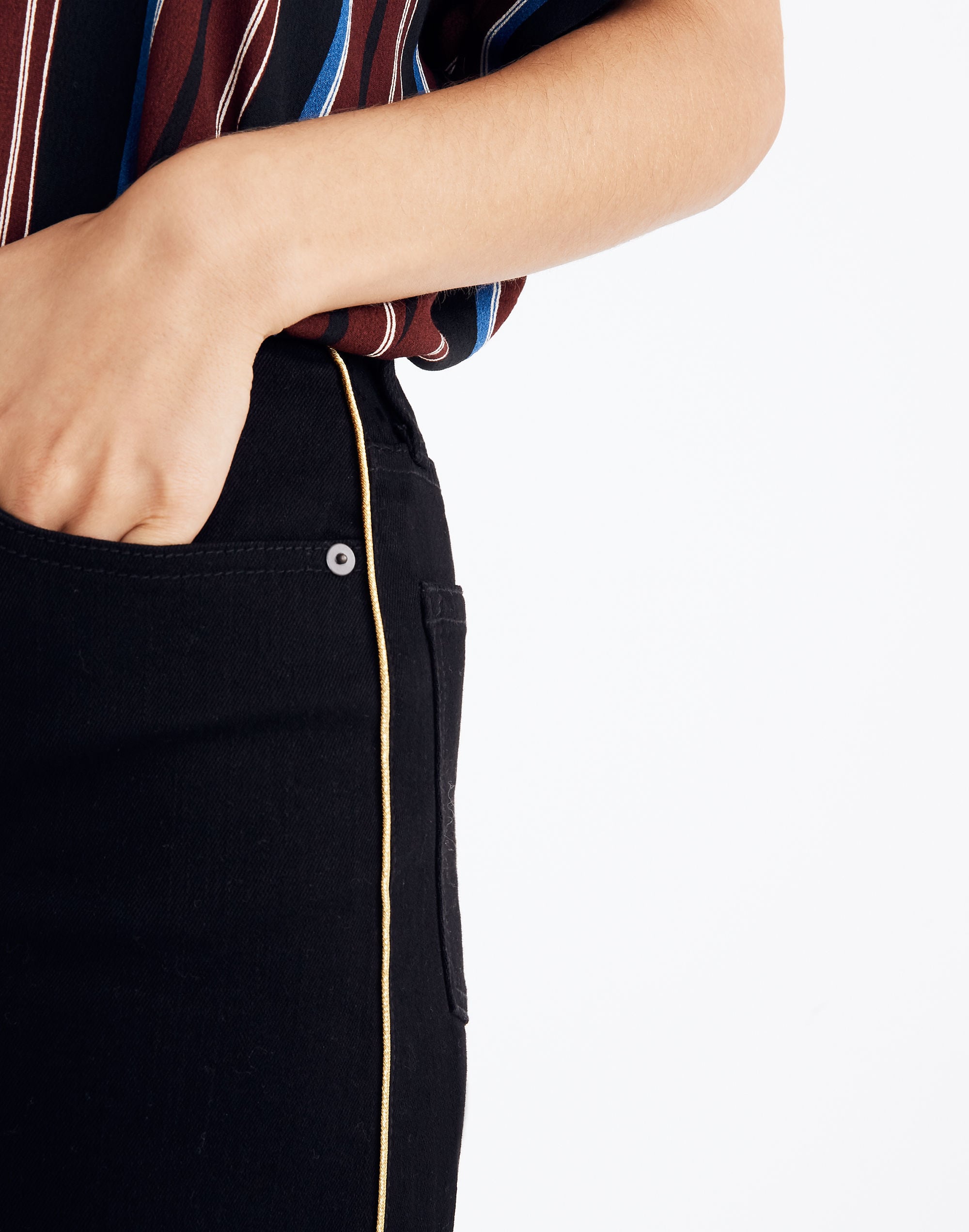 Stretch Denim Straight Mini Skirt: Gold Piping Edition | Madewell