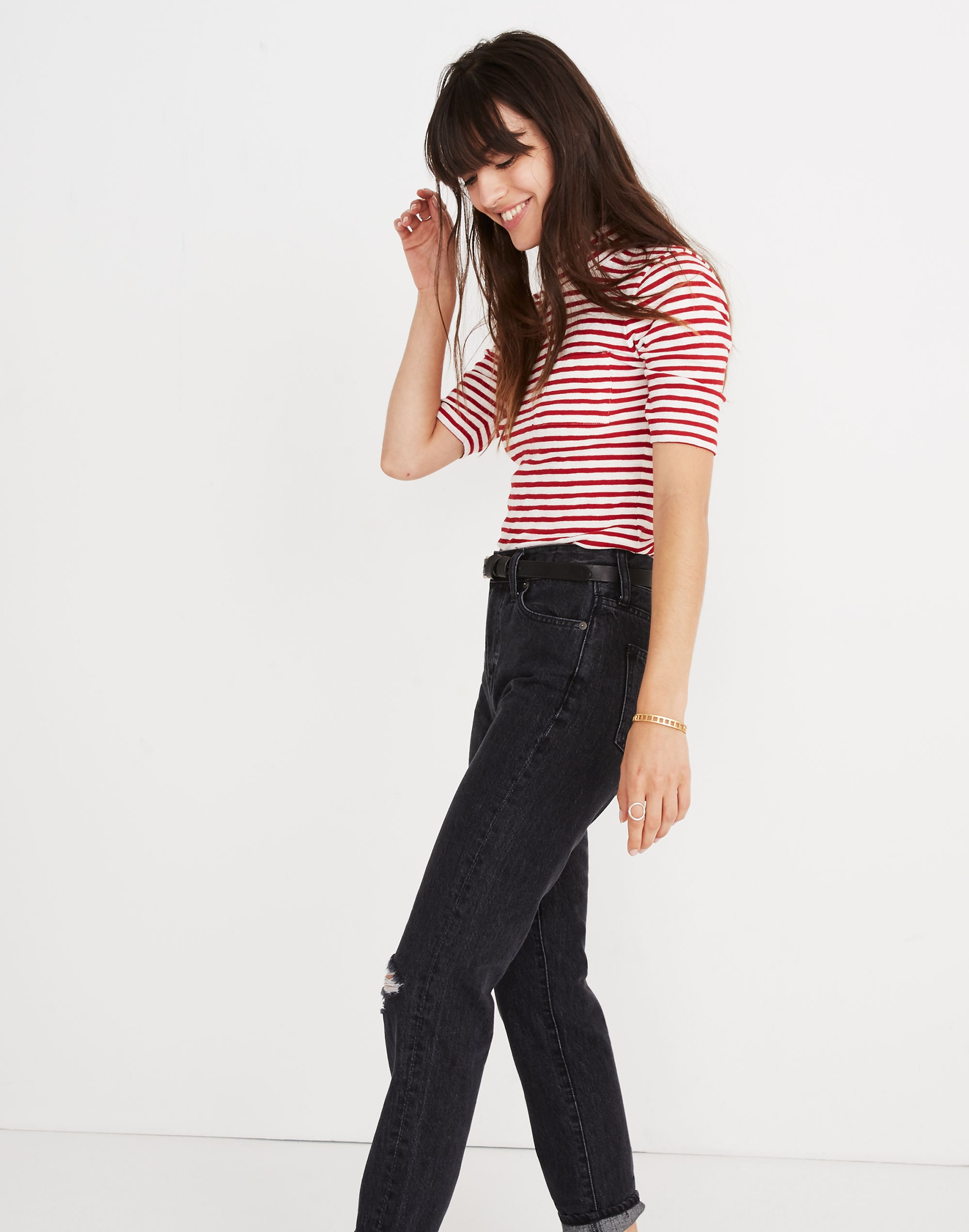 Mockneck Shirttail Tee in Solecito Stripe | Madewell