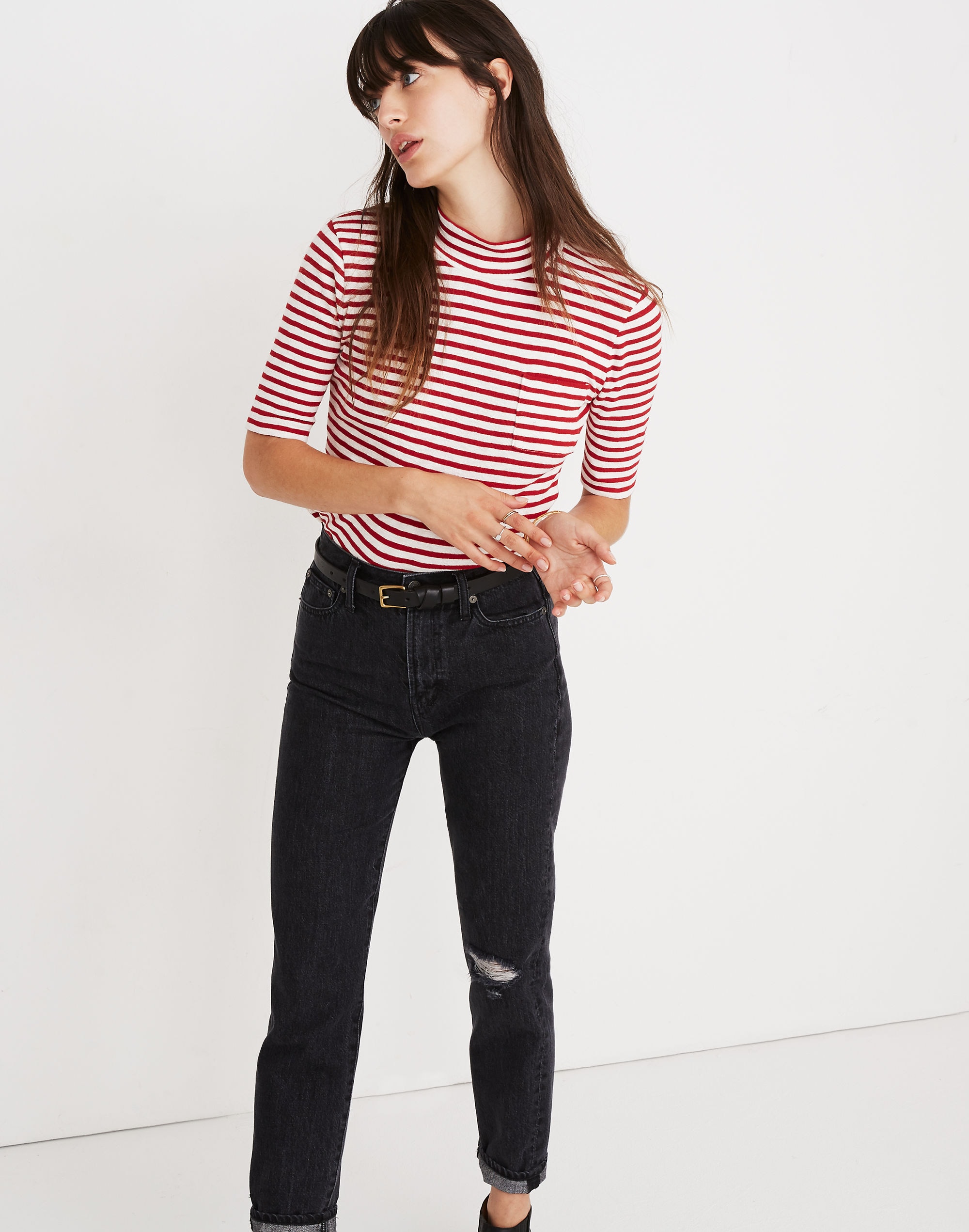 Mockneck Shirttail Tee in Solecito Stripe | Madewell